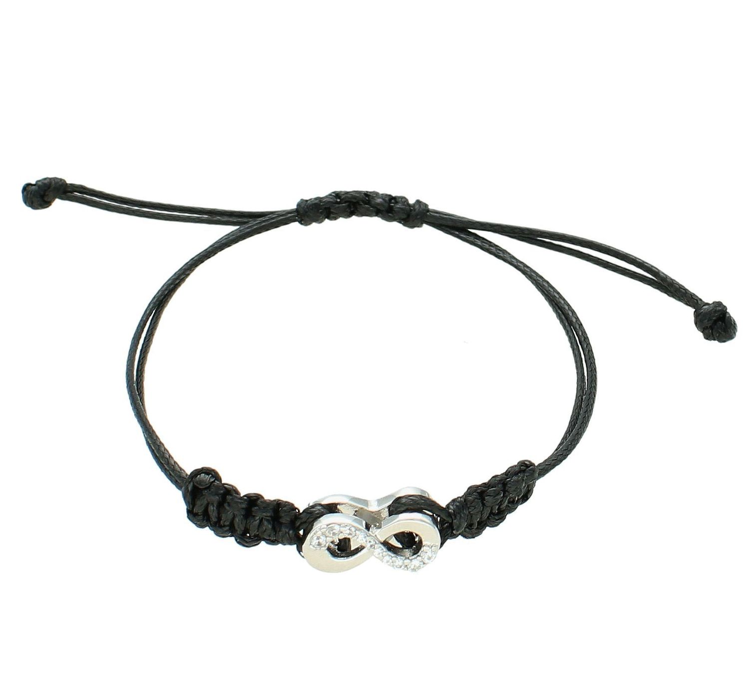 Srebrna bransoletka damska 925 na czarnym sznurku z nieskończonością DIA-BRA-5566-925. Srebrna bransoletka z zawieszką na sznurku. Bransoletka na czarnym sznurku z nieskończonością. Bransoletka na czarnym sznurku na prezent (2).jpg