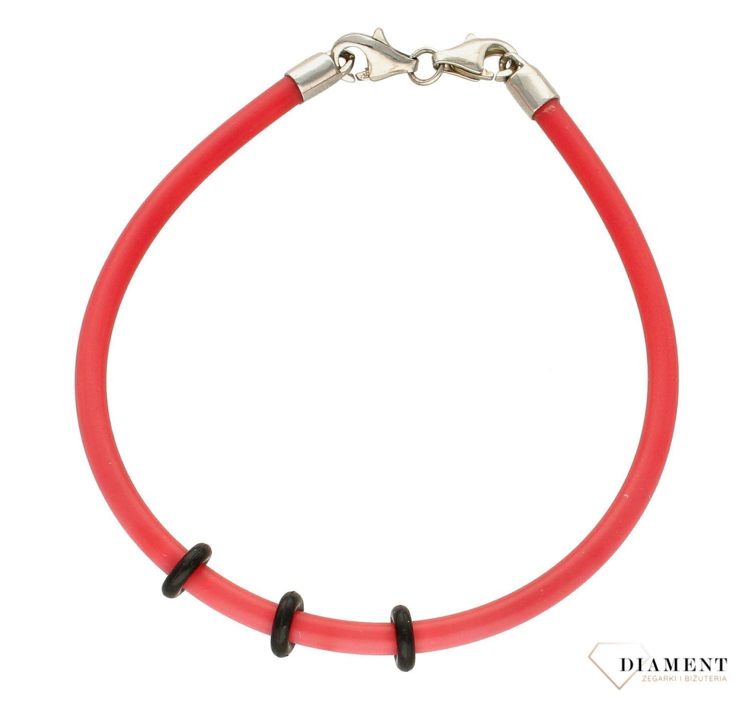 Bransoletka kauczukowa DIA-BRA-5599-925. Bransoletka damska kauczukowa różowa. Wyjątkowa damska bransoletka, wykonana z kauczuku. Stalowe zapięcie w kolorze srebrnym. Pięknie komponuje się z inną bi.jpg