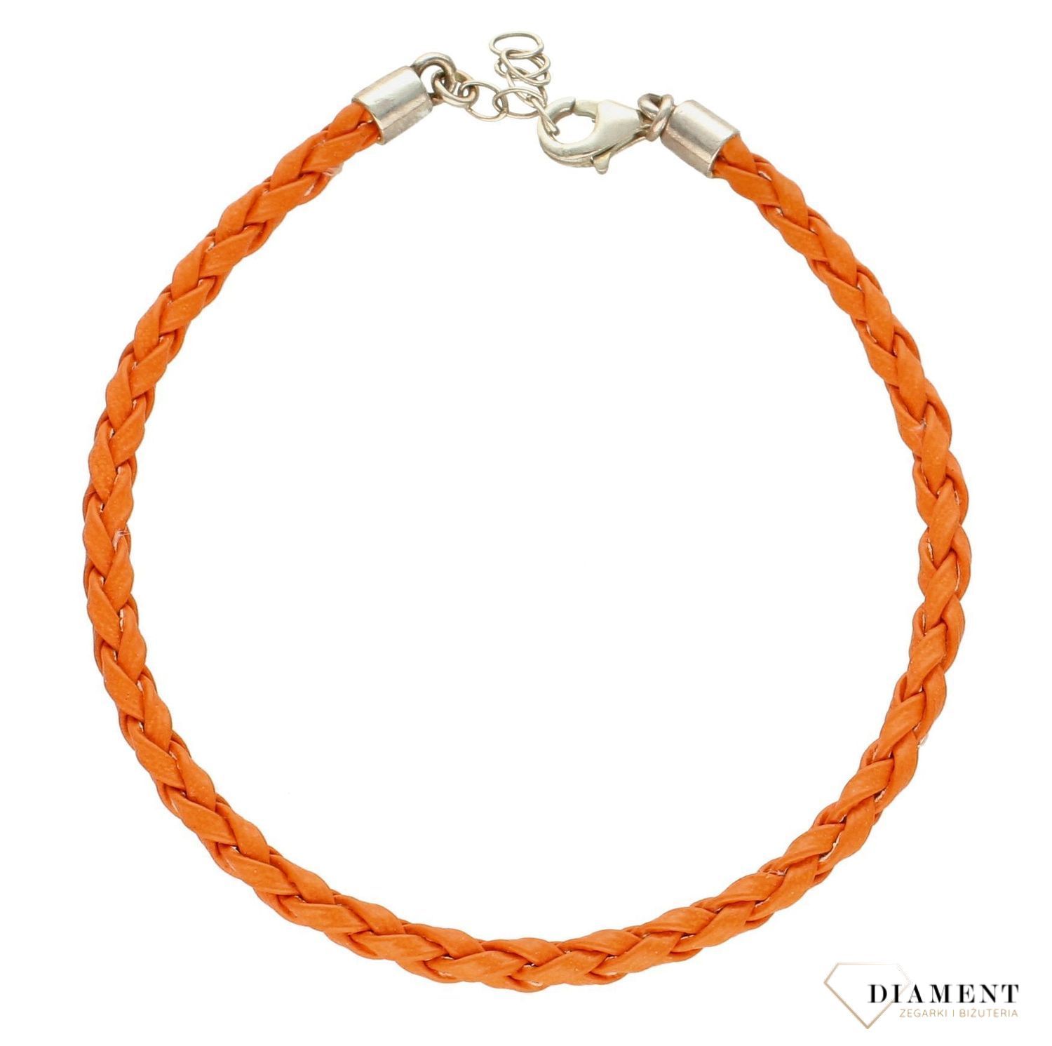 Bransoletka pleciona na rzemyku Pomarańczowa DIA-BRA-5602-925. Idealna bransoletka na prezent. Dla kobiety, dla nastolatki, dla małej dziewczynki. Bardzo ciekawy pomysł na dopełnienie codziennej stylizacj (3).jpg