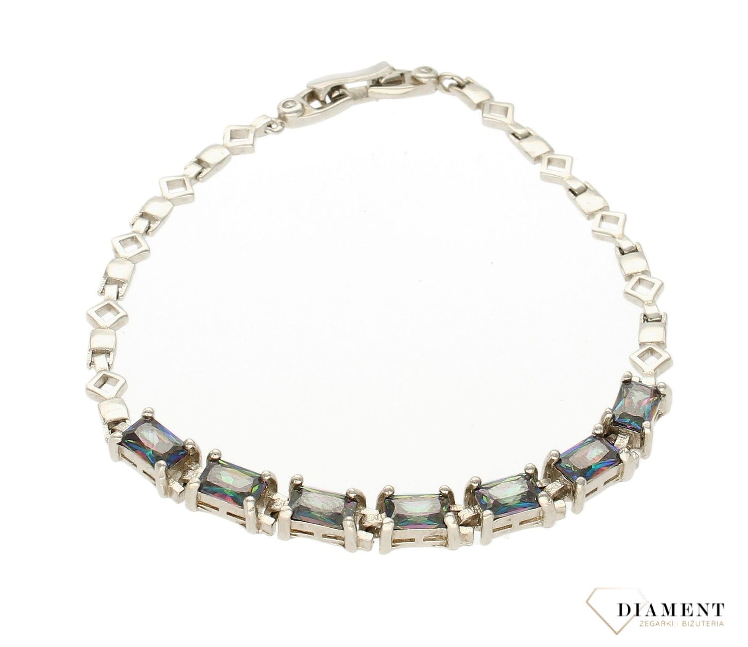 Srebrna bransoletka z kolorowymi cyrkoniami DIA-BRA-5628-925. Srebrna bransoletka z cyrkoniami. Kolorowe cyrkonie. Bransoletka srebrna z kamieniami. Bransoletka damska ozdobna. Bransoletka idealna na prez.jpg