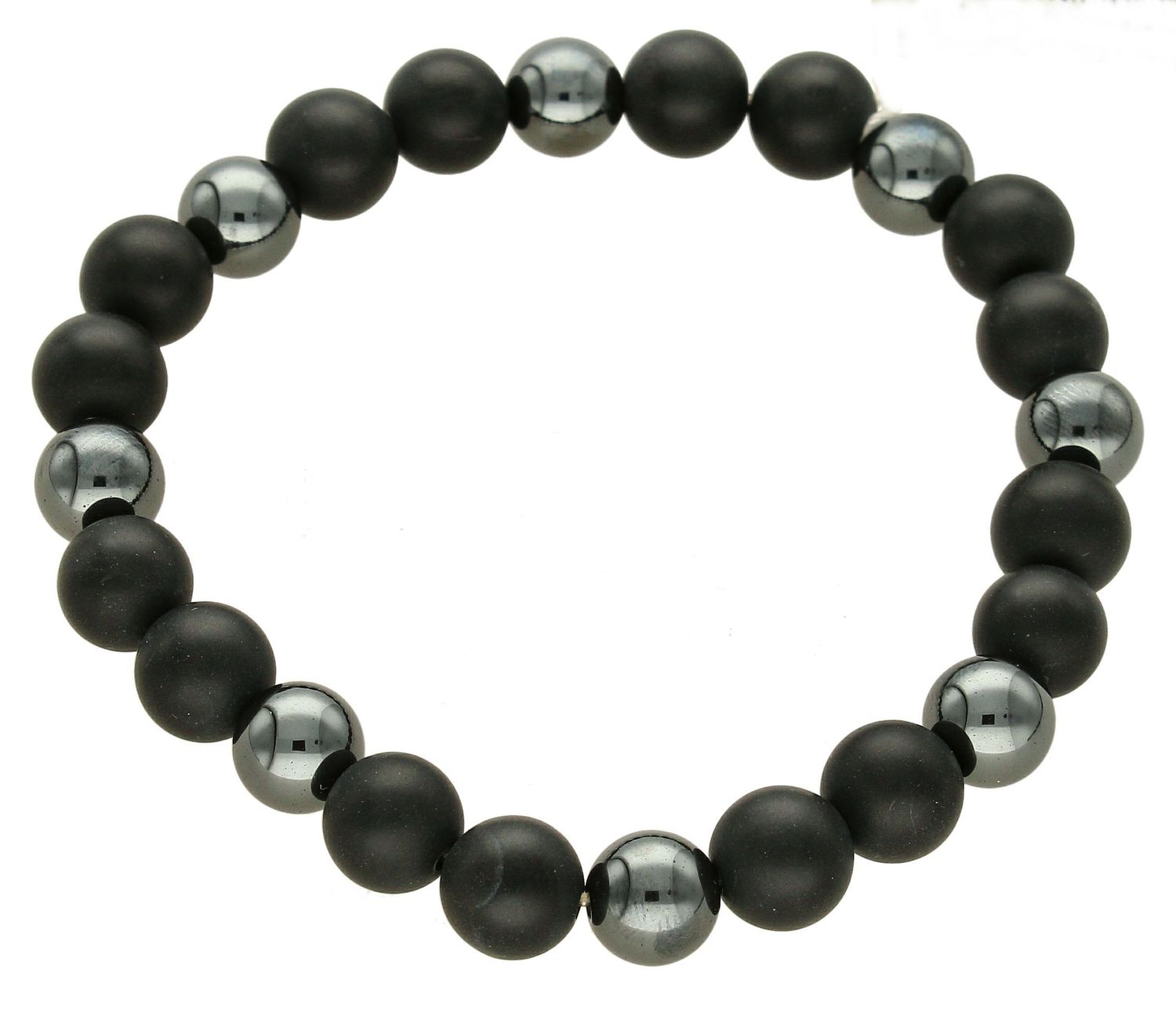 Bransoletka damska Czarne Kulki Lawa DIA-BRA-5630-INNE. Damska bransoletka z kamieniem naturalnym Lawa. Bransoletka czarna z koralików. Damska bransoletka na gumce.  (1).jpg