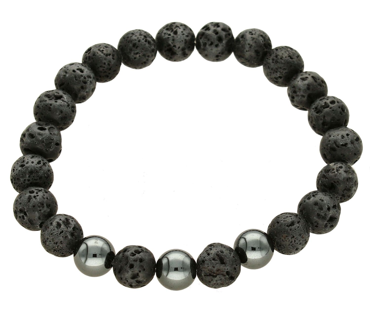 Bransoletka damska koraliki kamien Lawa DIA-BRA-5631-INNE.  Bransoletka damska koraliki. Damska bransoletka czarna. Bransoletka z kamienia naturalnego. Bransoletka z kamienia Lawa.  (1).jpg