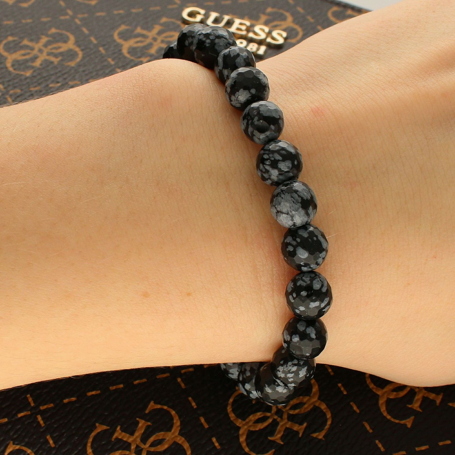 Bransoletka na gumce Obsydian DIA-BRA-5649-INNE.jpg