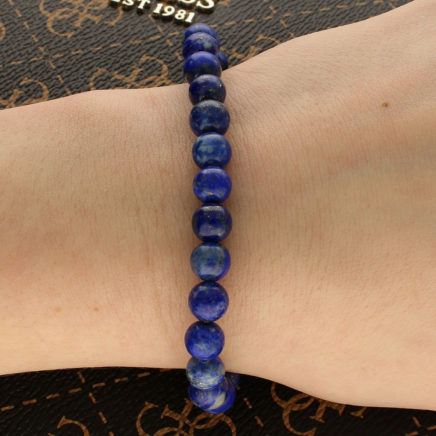 Bransoletka z kamieniem naturalnym Lapis DIA-BRA-5664-INNE. Bransoletka na gumce. Bransoletka niebieska damska. Bransoletka z kamieniem naturalnym. Bransoletka z kamieniem Lapis.  (2).jpg