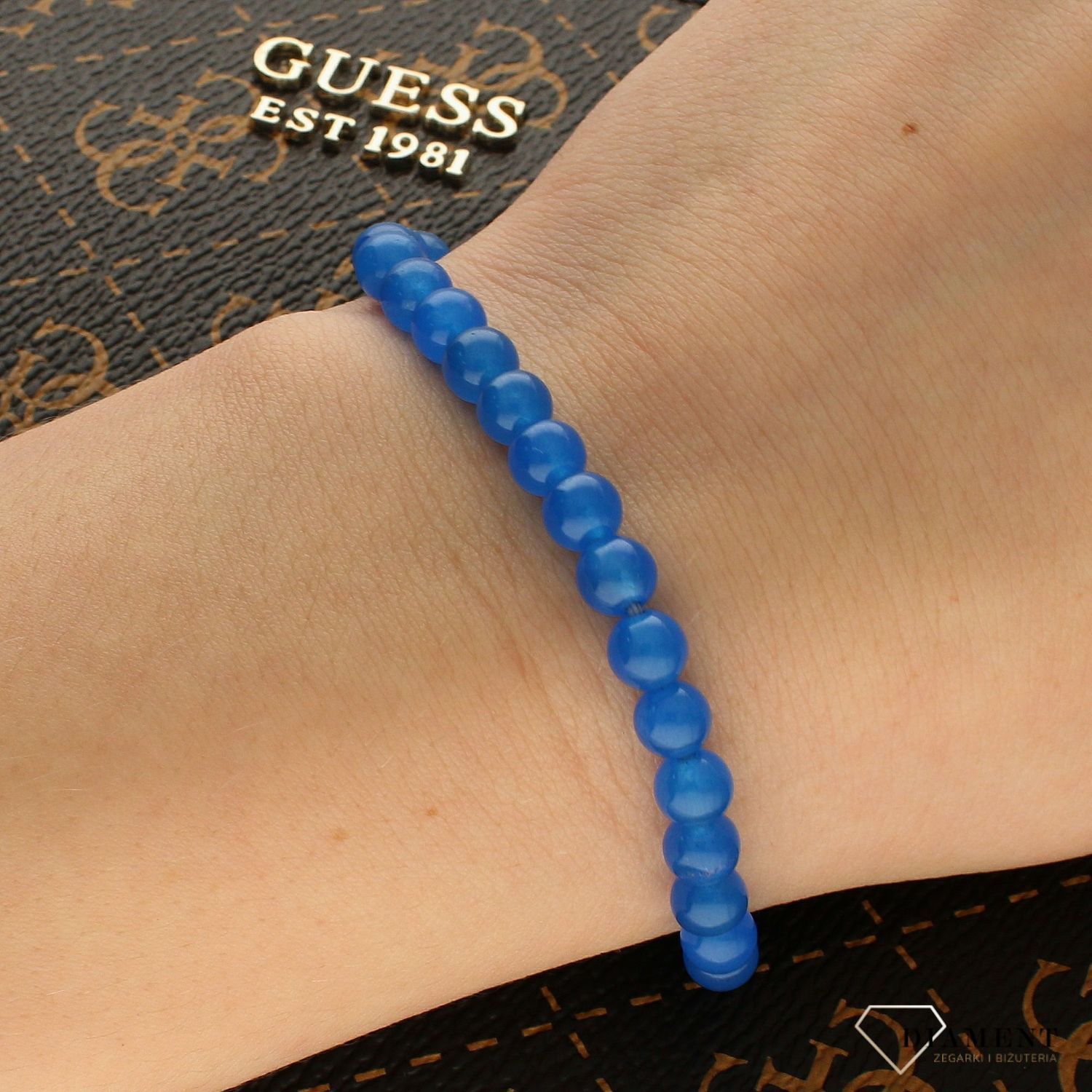 Bransoletka z kamienia naturalnego Niebieski Agat DIA-BRA-5669-INNE. Bransoletka damska niebieska. Bransoletka z koralików. Bransoletka z kamienia naturalnego Agat. Bransoletka na każdą okazję. B (1).jpg