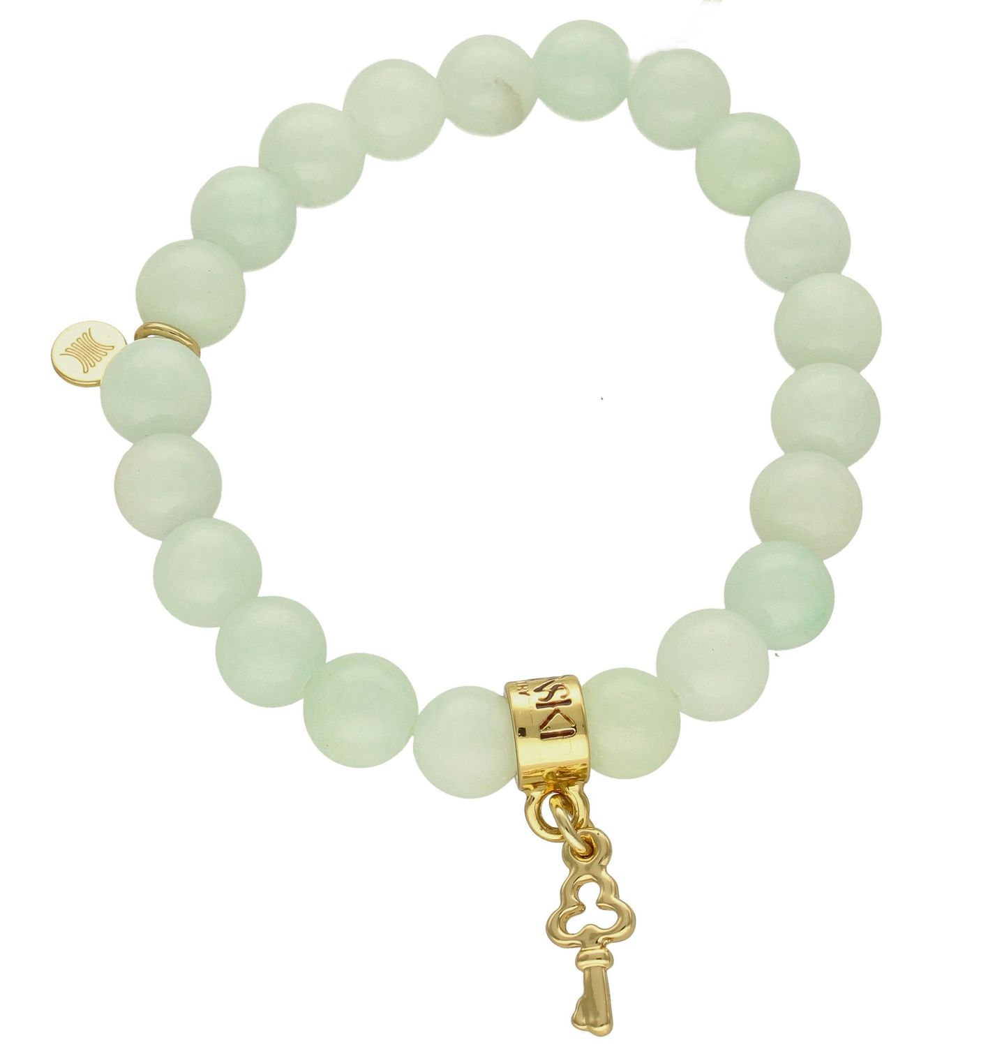 Bransoletka damska na gumce z kluczykiem  Amazonit . Bransoletka na gumce to biżuteria cechująca się oryginalnością i wygodą, która zachwyci każdą kobietę. Oryginalny  pomysł na prezent (2).jpg