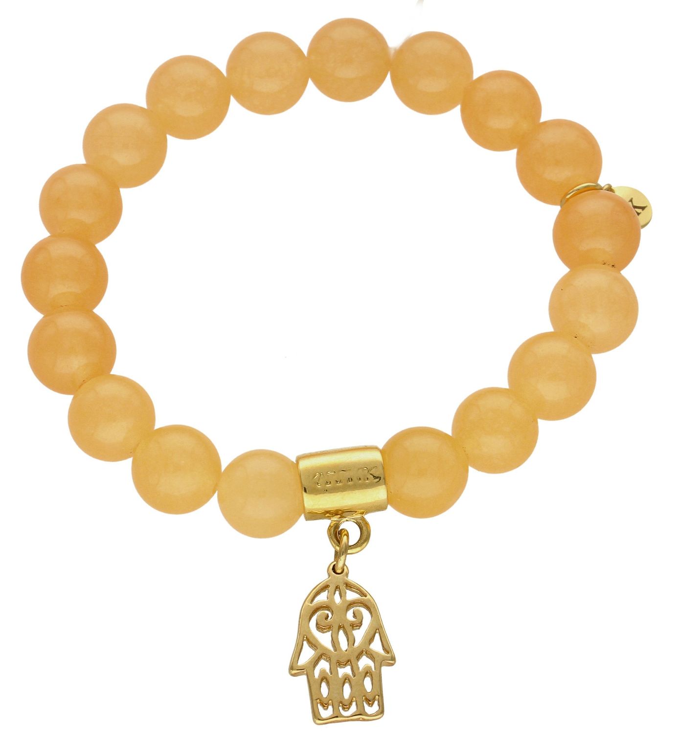 Bransoletka damska na gumce pomarańczowe koraliki z ręką fatimy DIA-BRA-5706-INNE.  Bransoletka damska koraliki. Bransoletka damska pomarańczowa. Bransoletka damska z ręką fatimy. Bransoletka damska na gumce. Bransoletka dam.jpg