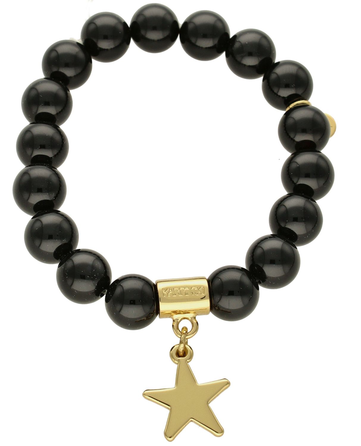 Bransoletka damska na gumce z gwiazdką duże czarne korale DIA-BRA-5709-INNE. Bransoletka na gumce to biżuteria cechująca się oryginalnością i wygodą, która zachwyci każdą kobietę. Oryginalny pomysł na prezent (2).jpg