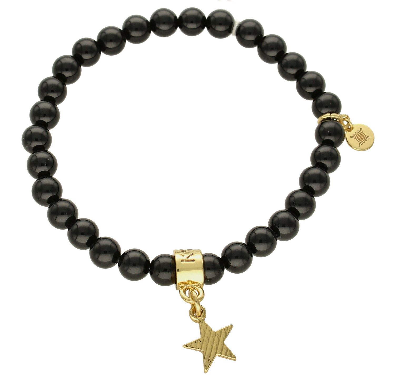 Bransoletka damska na gumce onyks i złota gwiazdka DIA-BRA-5711-INNE Bransoletka na gumce to biżuteria cechująca się oryginalnością i wygodą, która zachwyci każdą kobietę. Oryginalny  pomysł na prezent (2).jpg