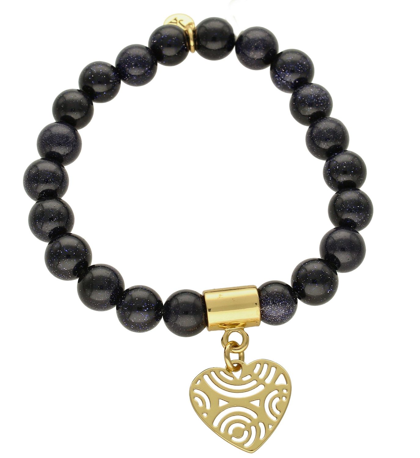 Bransoletka damska na gumce Onyks z zawieszką ażurowe serduszko DIA-BRA-5717-INNE Bransoletka na gumce to biżuteria cechująca się oryginalnością i wygodą, która zachwyci każdą kobietę. Oryginalny  pomysł na prezent (1).jpg