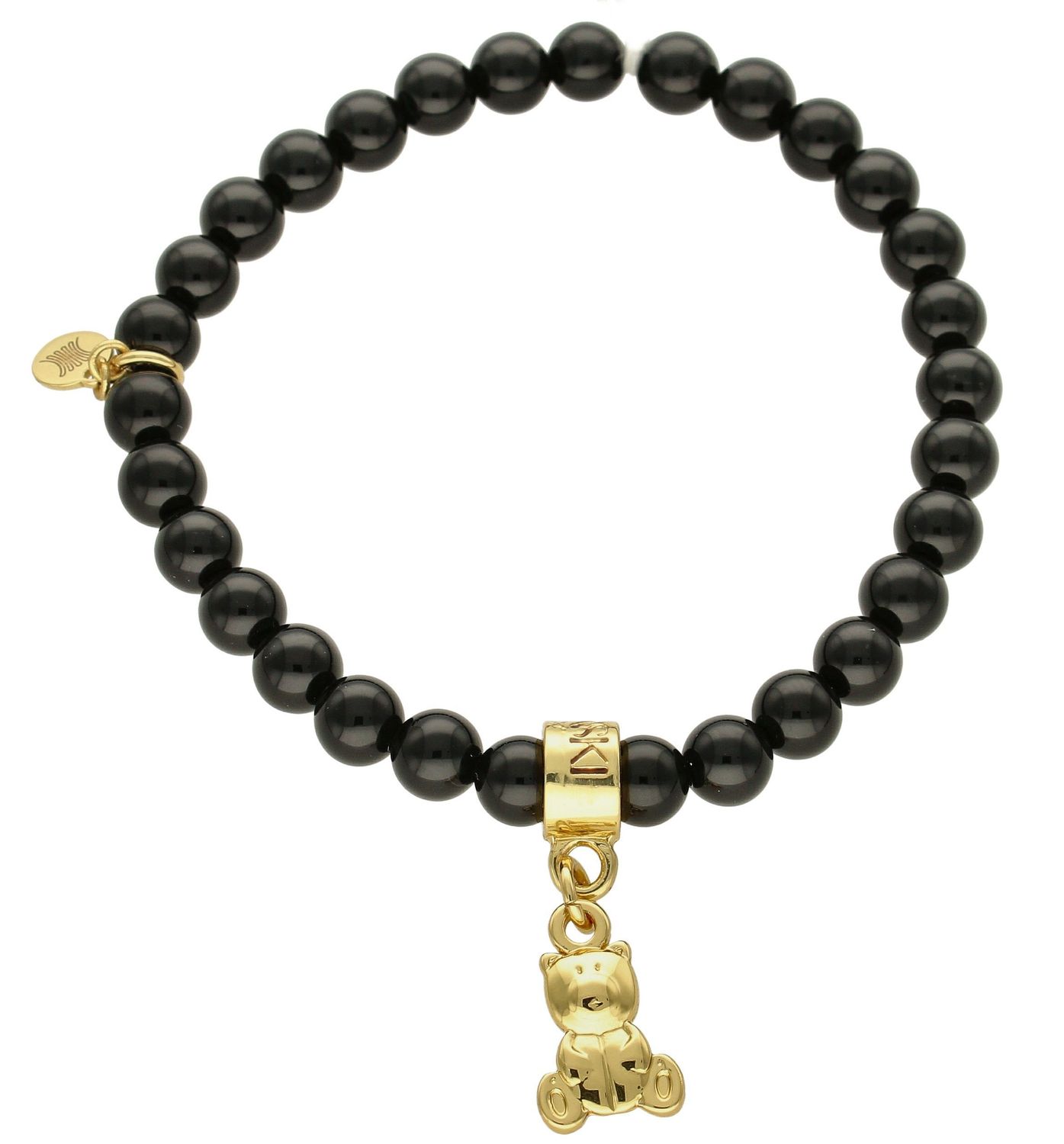 Bransoletka damska czarna na gumce z misiem DIA-BRA-5722-INNE. Bransoletka na gumce to biżuteria cechująca się oryginalnością i wygodą, która zachwyci każdą kobietę. Oryginalny pomysł na prezent (2).jpg