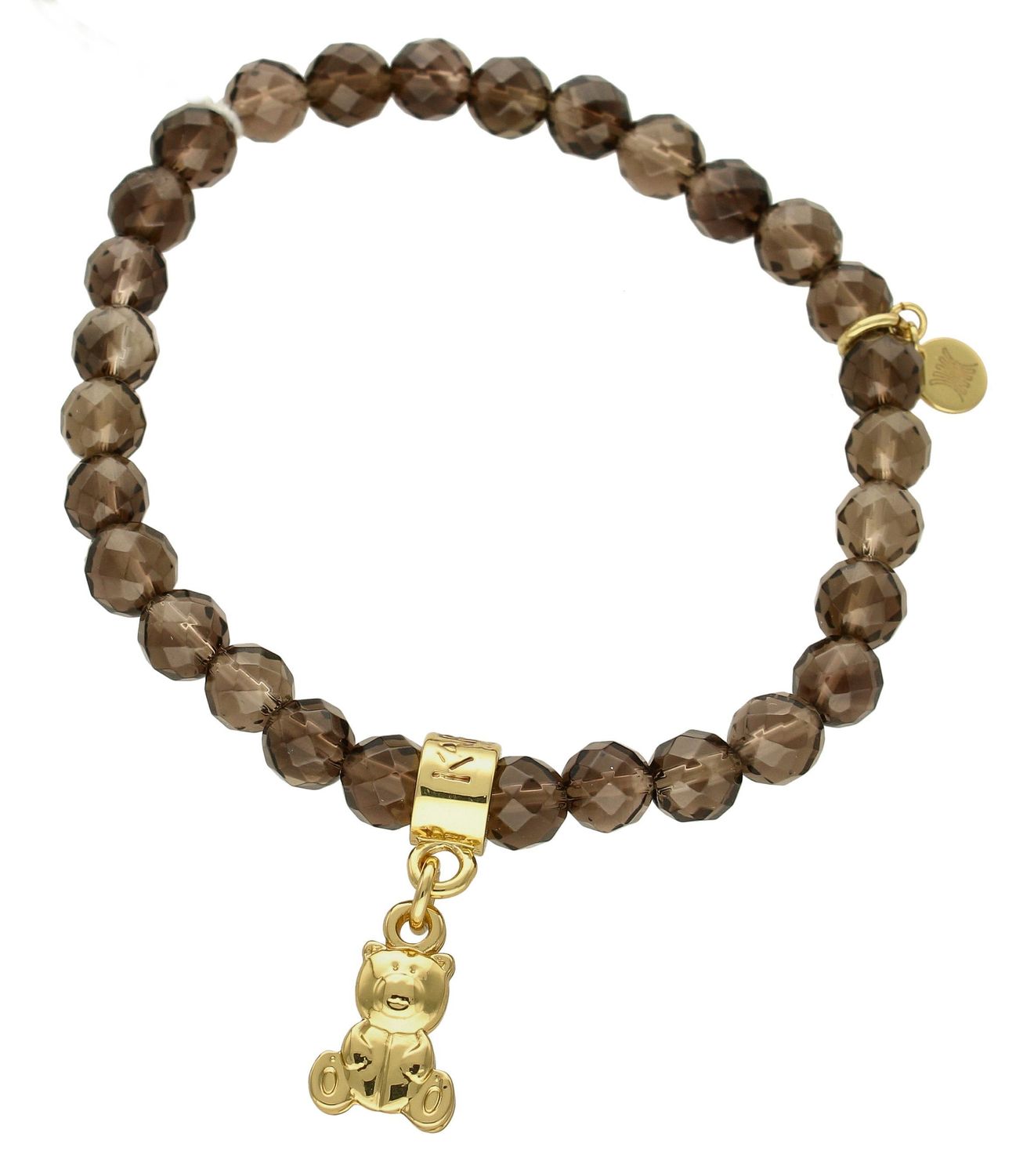 Bransoletka damska na gumce brązowe koraliki z pozłoconym misiem DIA-BRA-5740-INNE. Bransoletka na gumce to jednocześnie niezwykle praktyczna i efektowna biżuteria. Idealny pomysł na prezent dla wyjątkowej osobny (1).jpg