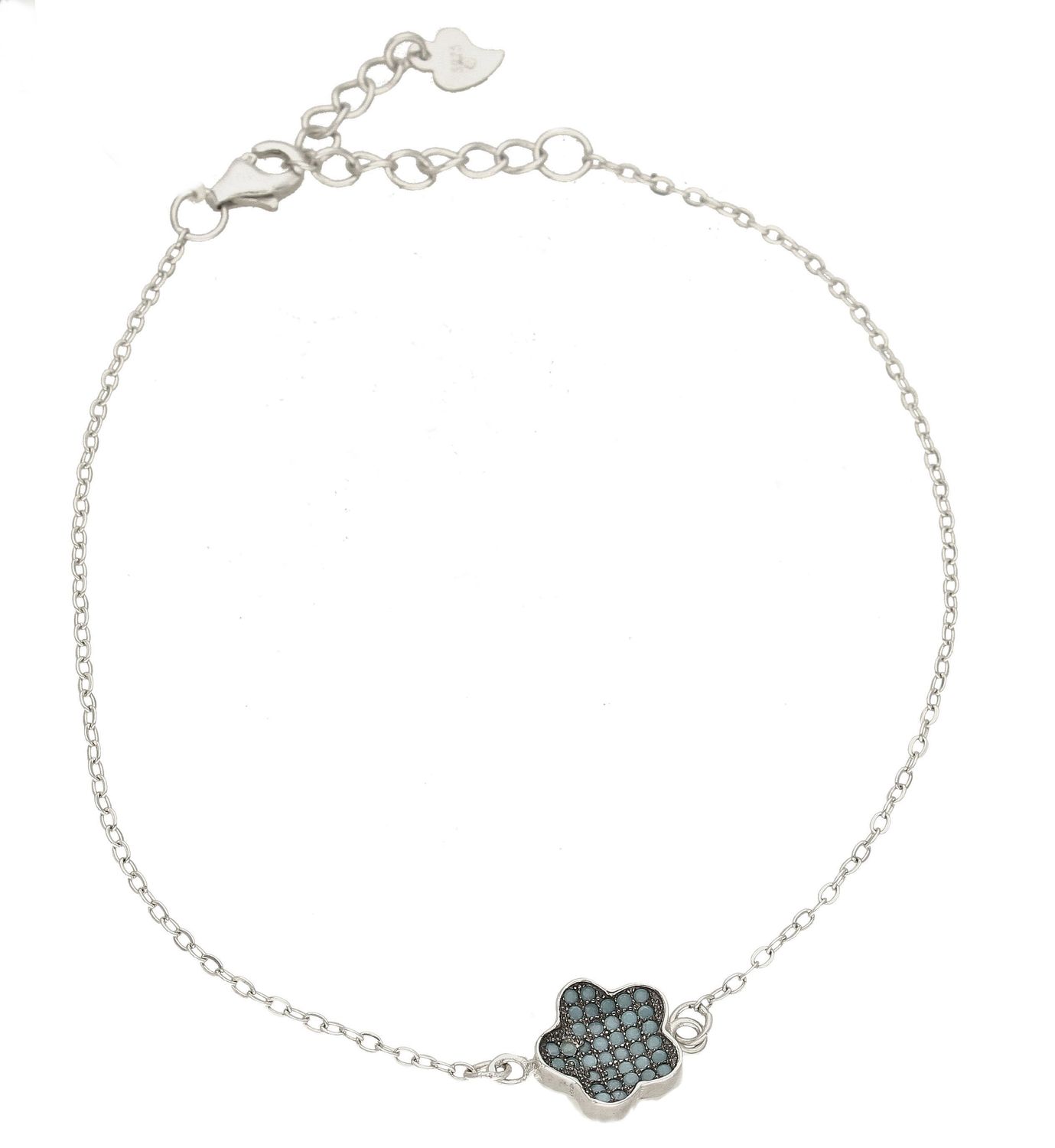 Bransoletka damska srebrna 925  Błękitny kwiatek  DIA-BRA-5766-925.jpg