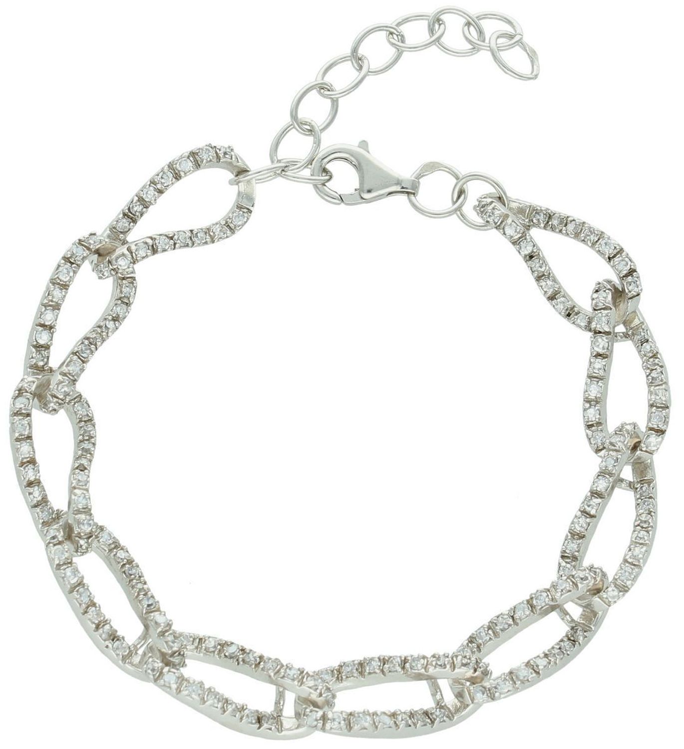 Srebrna bransoletka damska z falowanych ogniw zdobionych cyrkoniami DIA-BRA-5778-925 Zjawiskowa i pełna blasku – ta srebrna bransoletka to kwintesencja kobiecej elegancji z nutą glamour1 Jej pro.jpg