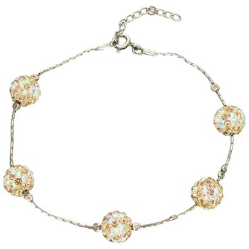 Elegancka srebrna bransoletka damska próby 925 z kuleczkami 8 mm i kolorowymi cyrkoniami. Regulowana długość 18 + 3 cm. Idealna na prezent.1.jpg