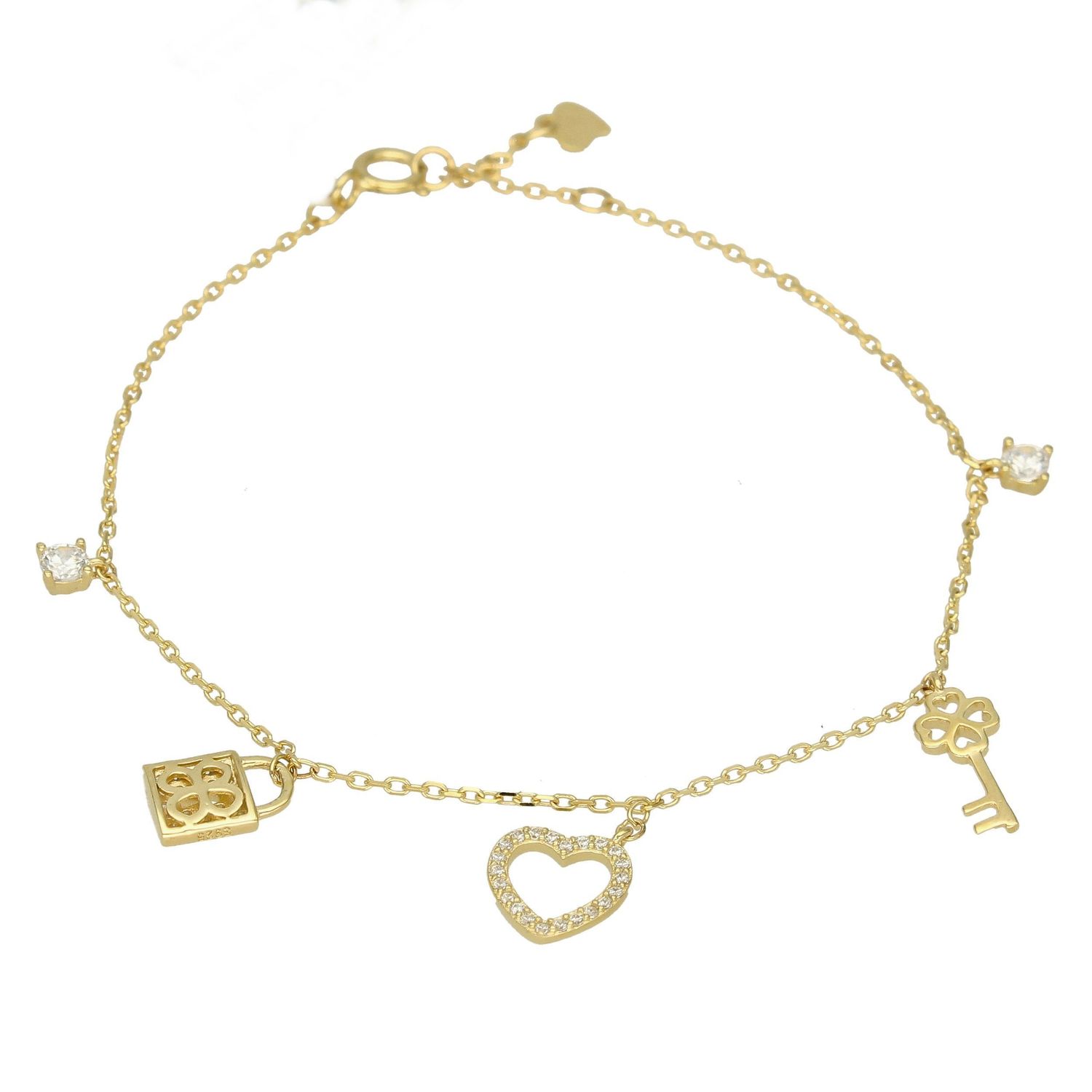 Bransoletka pozłacana “ Wiszące elementy ” 925 DIAMENT DIA-BRA-5959-925 Bransoletka wiszące elementy idealna na prezent dla każ1.jpg