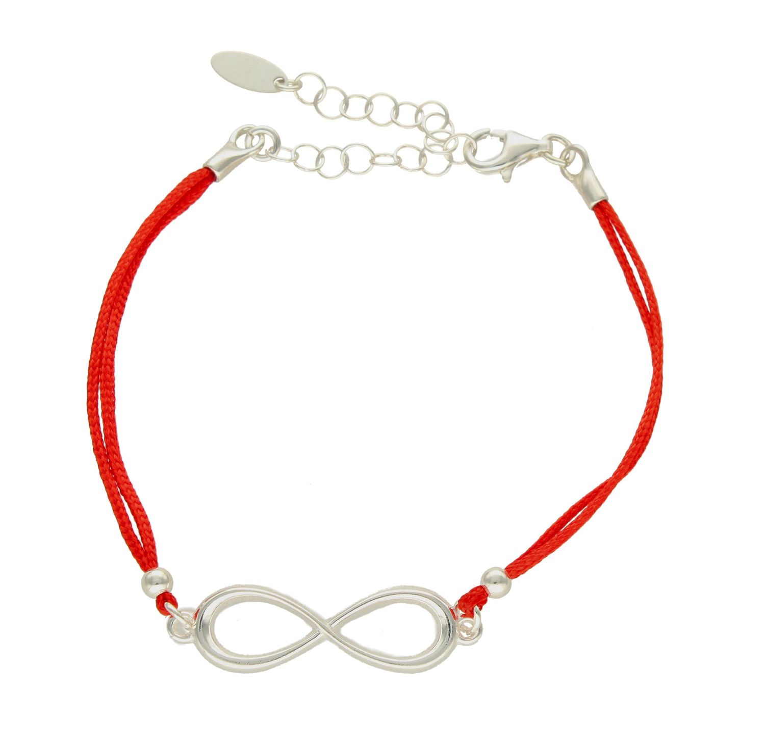 Bransoletka srebrna nieskończoność na czerwonym sznureczku DIA-BRA-60376RED-925. Biżuteria z motywem nieskończoności będzie doskonałym prezentem dla ukochanej osoby. Bransoletka na sznureczku wspaniale dopełni codzienną styl.jpg