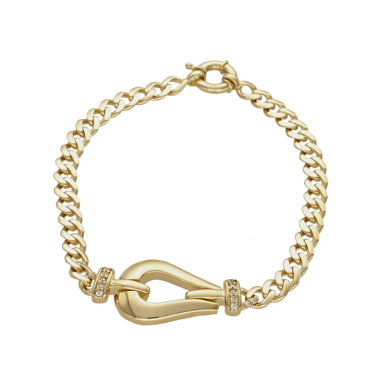 Złota bransoletka 585 z dużym elementem i cyrkoniami DIA-BRA-6196-585.  Bransoletka damska złota. Złota bransoletka pancerka. Złota bransoletka ozdobna. Złota bransoletka elegancka. Złota bransoletka nowo (1).jpg