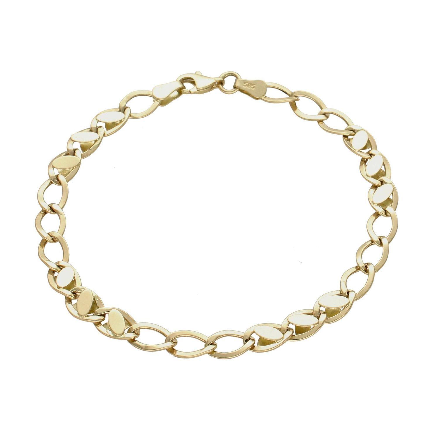 Złota bransoletka 585 o efektownym splocie duże oczka DIA-BRA-6197-585.  Bransoletka damska złota. Złota bransoletka duże oczka. Złota bransoletka klastyczna. Złota bransoletka elegancka. Złota bransoletk (1).jpg