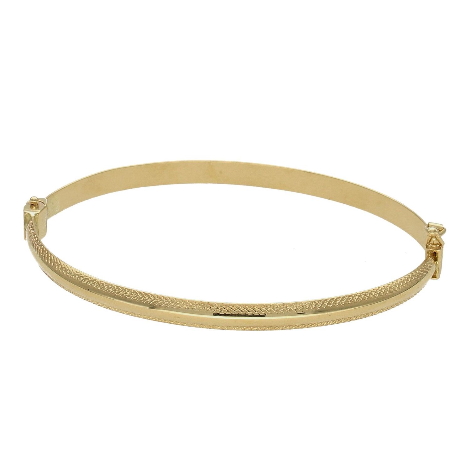 Bransoletka złota sztywna delikatnie zdobiona DIA-BRA-6211-585. Złota bransoletka damska. Bransoletka damska złota. Bransoletka złota sztywna. Bransoletka złota w kształcie koł (1).jpg