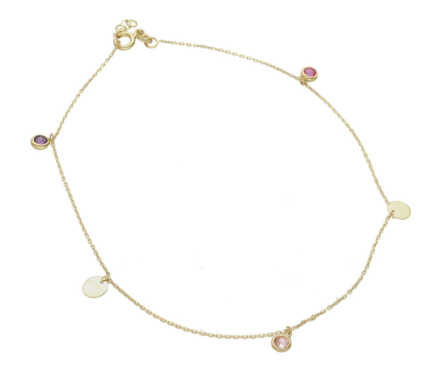 Złota bransoletka na nogę 585 z kolorowymi cyrkoniami DIA-BRA-6213-585. Złota bransoletka na nogę. Bransoletka damska na nogę. Bransoletka na nogę z cyrkoniami. Bransoletka na nogę delikatna. Bransoletka.jpg