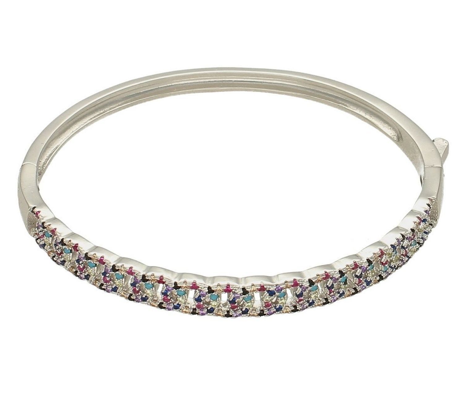 Srebrna bransoletka sztywna z kolorowymi cyrkoniami DIA-BRA-6273-925. Srebrna bransoletka. Bransoletka sztywna. Bransoletka srebrna sztywna z kolorowymi cyrkoni.jpg