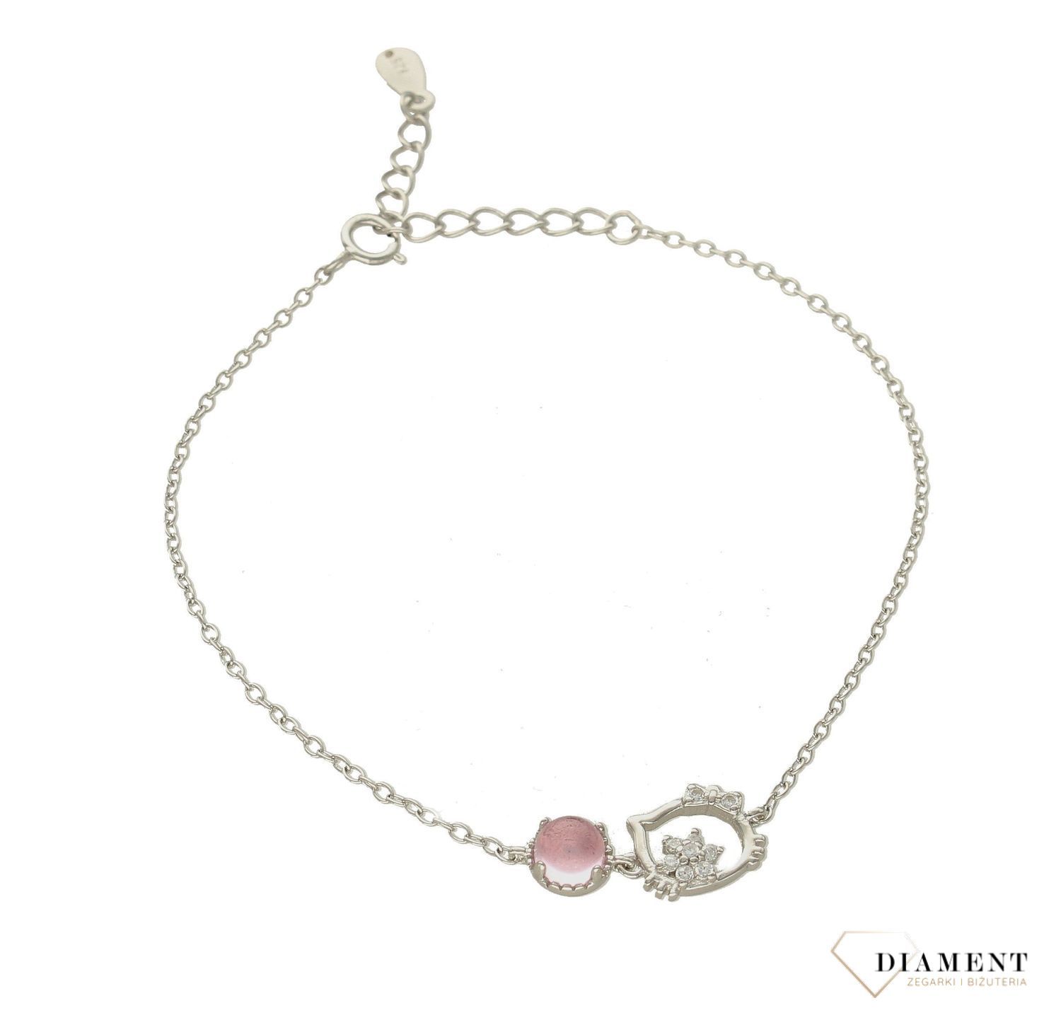 Srebrna bransoletka z różową cyrkonią DIA-BRA-6280R-925.  Bransoletka na łańcuszku. Bransoletka srebrna damska. Bransoletka z różową cyrkonią. Bransoletka dla każdej kobiety.  Bransoletka idealna na preze.jpg