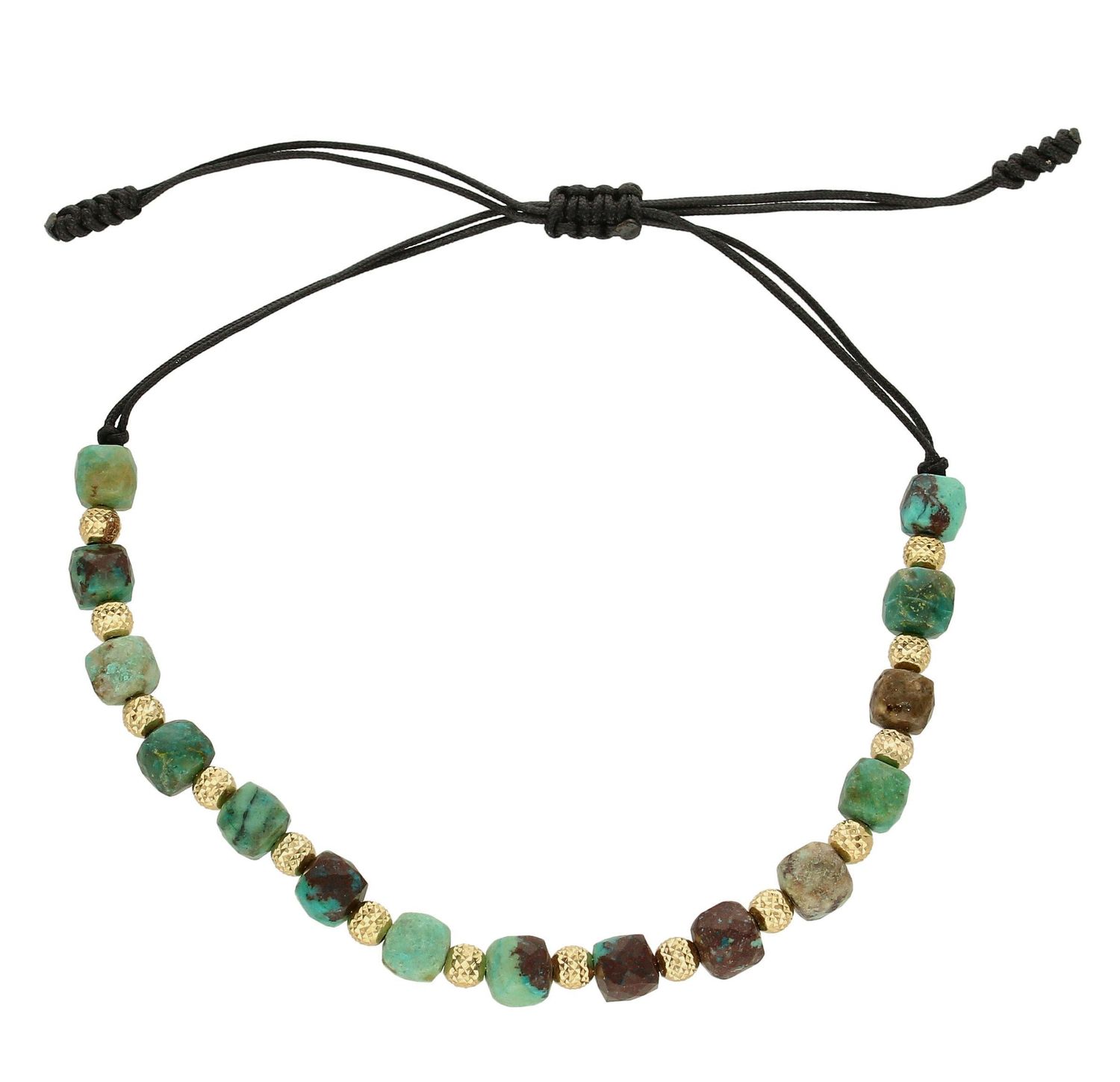 Bransoletka złota na sznureczku z kamieniem naturalnym Chryzokola DIA-BRA-6428-585. Bransoletka z chryzokolą. Bransoletka złota na sznurku. Bransoletka złota z kamieniem na.jpg