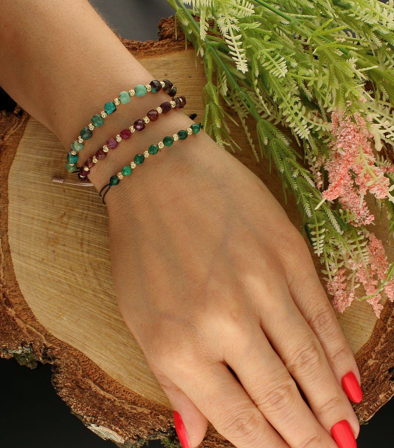 Bransoletka złota na sznureczku z kamieniem naturalnym Chryzokola DIA-BRA-6428-585. Bransoletka z chryzokolą. Bransoletka złota na sznurku. Bransoletka złota z kamieniem na.jpg