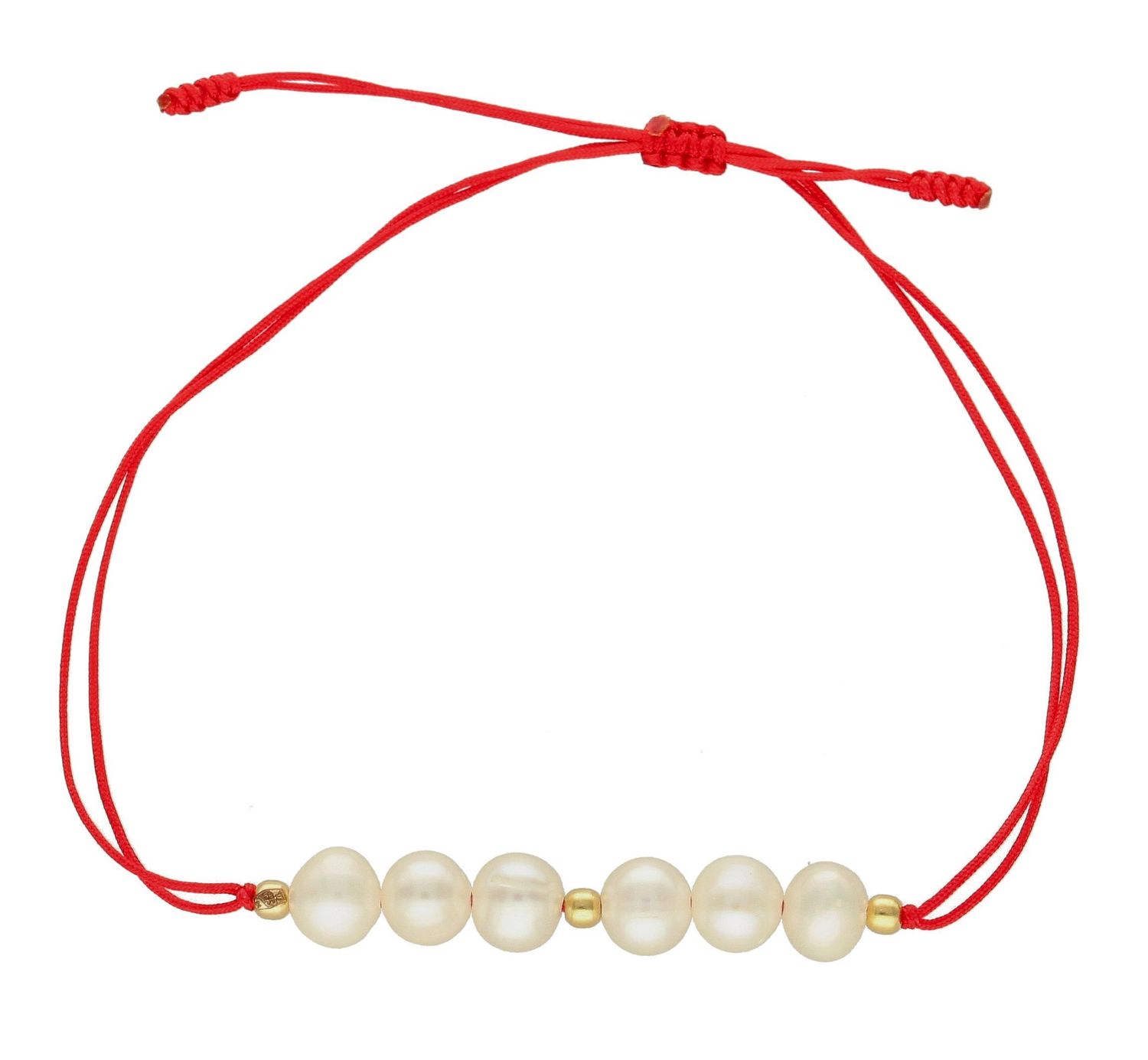 Bransoletka złota na sznureczku z perełkami DIA-BRA-6433RED-585. Bransoletka z perełkami. Bransoletka złota na sznurku. Bransoletka złota z kamie.jpg