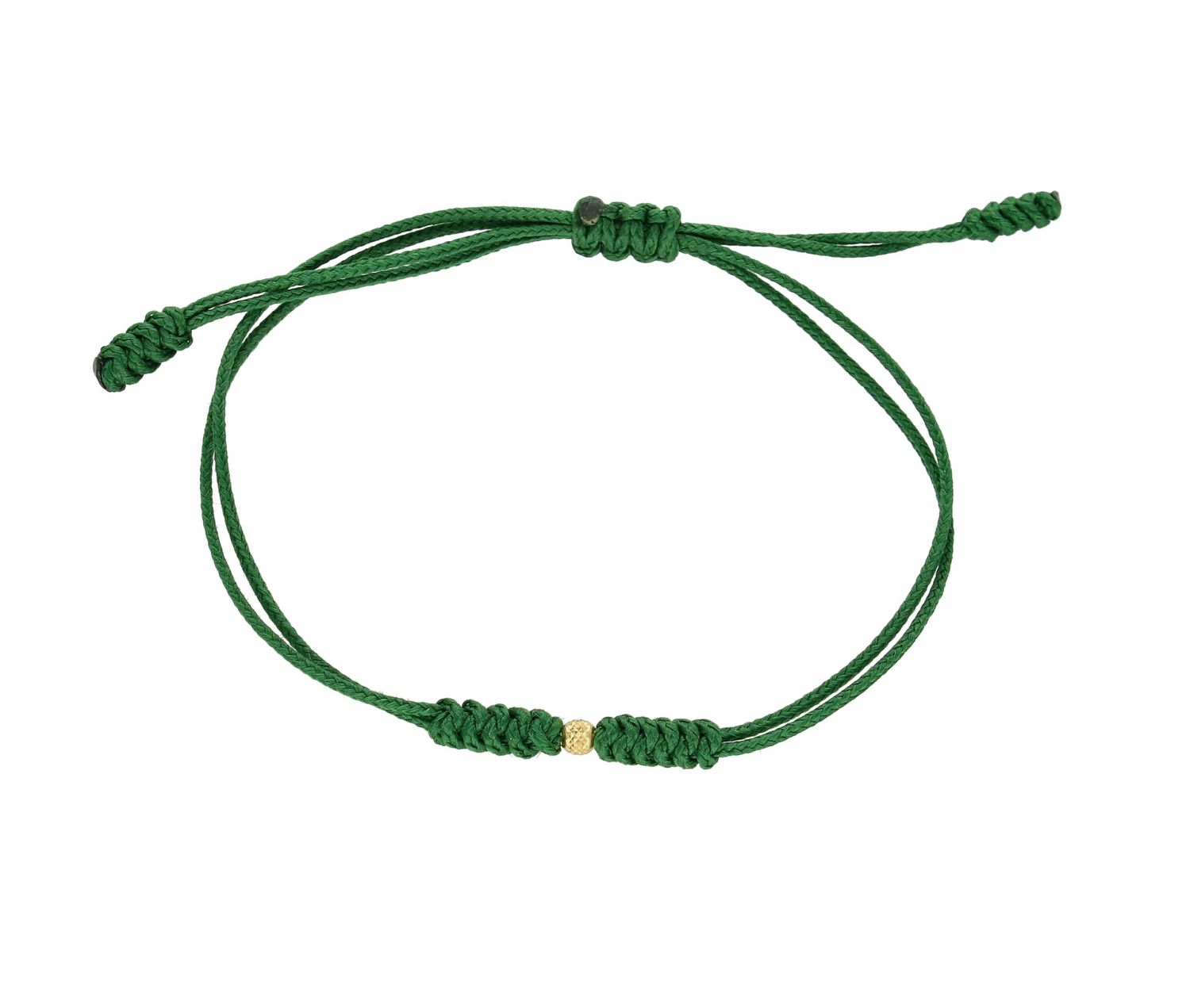 Złota bransoletka na sznureczku Złota kuleczka 585  DIA-BRA-6443GREEN-585.  Sznurek w zielonym kolorze doskonale podkreśla barwę złotej kulki. Zawieszka wykonana z najwyższej jakości kruszcu próby 585.  Bransoletka złota spr.jpg