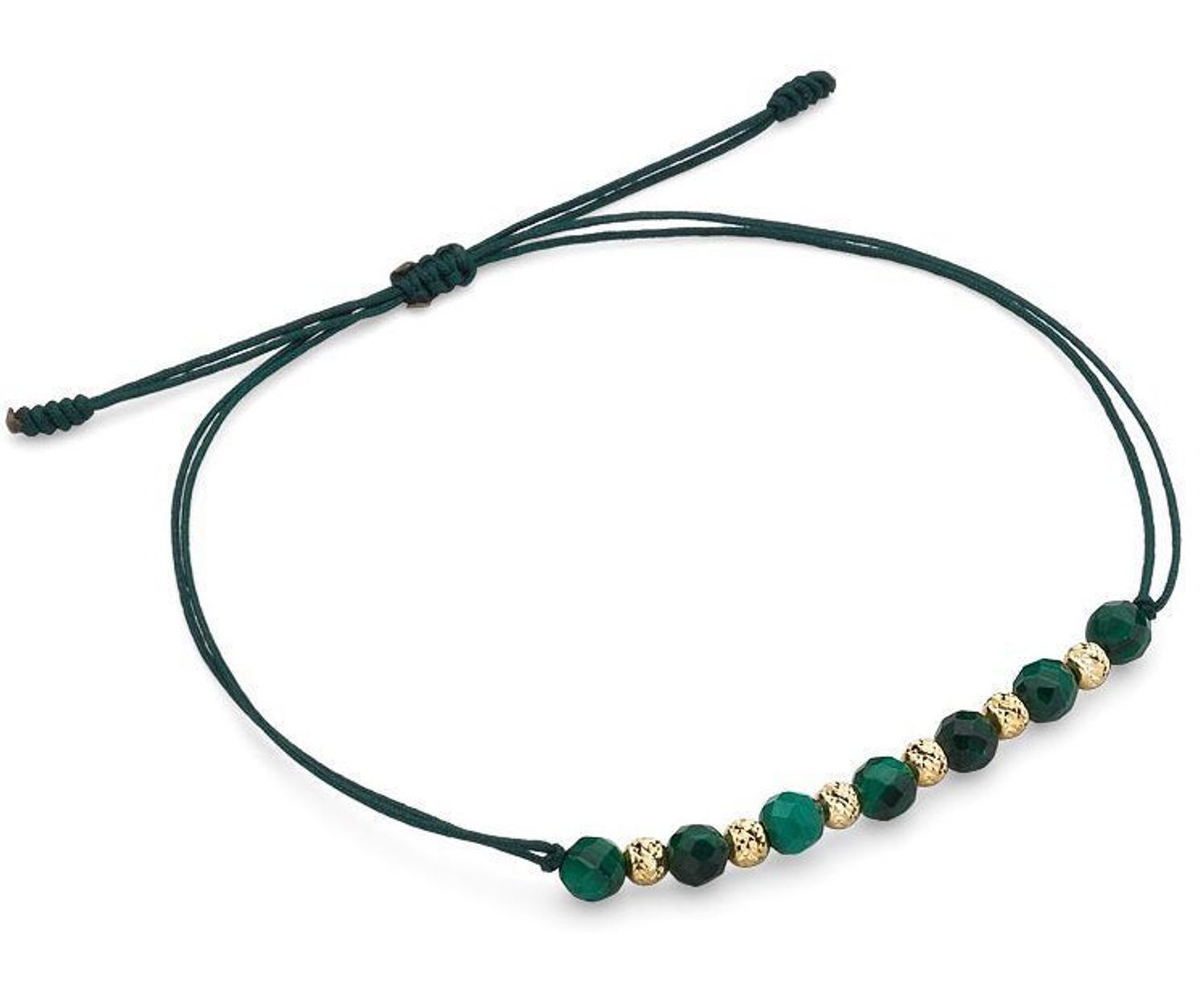 Bransoletka złota na sznureczku z kamieniem naturalnym Malachit DIA-BRA-6447-585.jpg