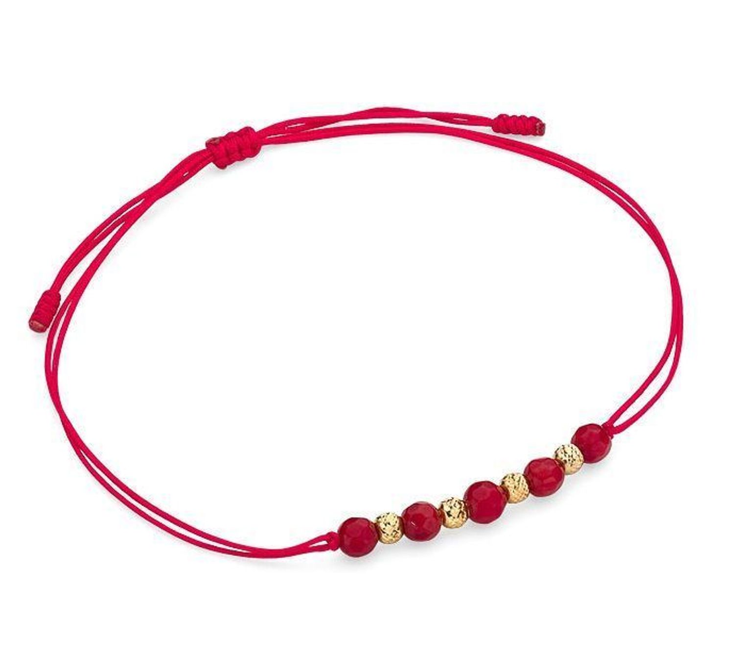 Bransoletka na czerwonym sznureczku z kulkami złota DIA-BRA-6451-585.jpg