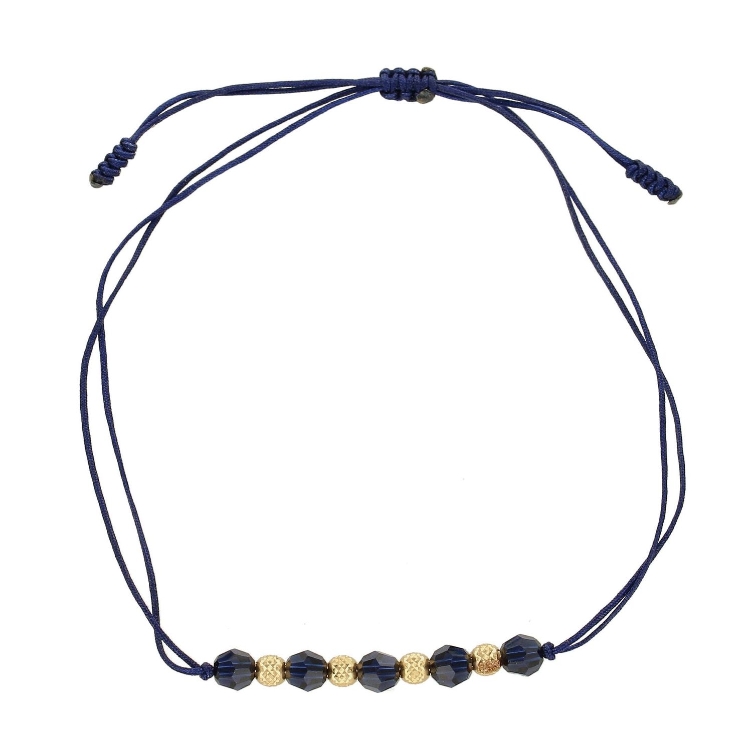 Bransoletka na sznureczku ze złotymi kuleczkami DIA-BRA-6453-585. Bransoletka ze złotem. Bransoletka granatowa na sznurku. Brans.jpg
