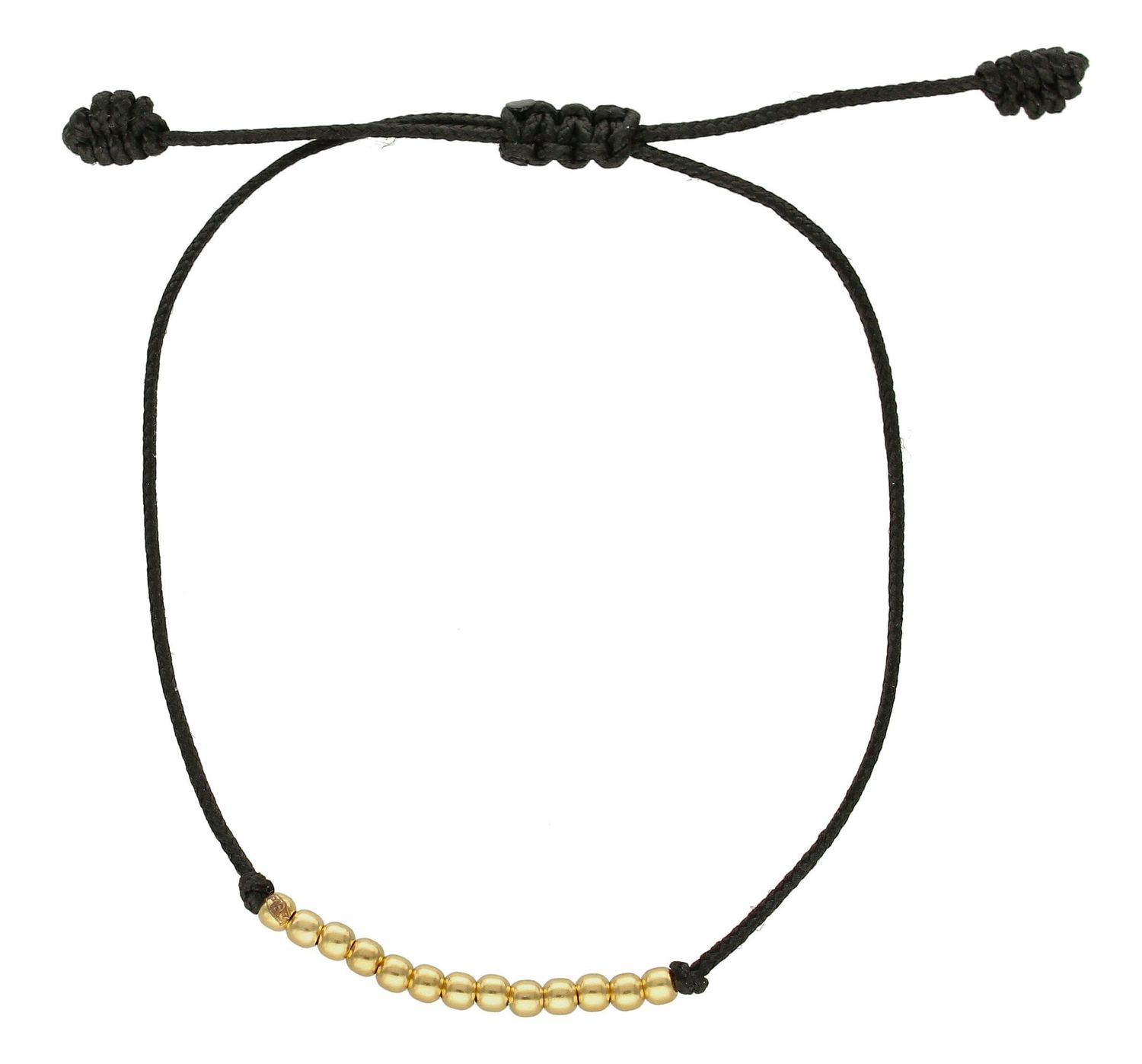 Bransoletka na sznureczku z pasmem złotych kuleczek 585 DIA-BRA-6461-585. Bransoletka ze złotymi kulkami. Bransoletka złota na sznurku. Bransoletka czarn.jpg