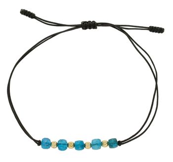 Bransoletka złota na sznureczku z kamieniem naturalnym Blue Apatite DIA-BRA-6471-585. Złota bransoletka z kamieniem naturalnym. Bransoletka na sznureczku. Bransoletka z apatytem. Bransoletka z kulkami z.jpg