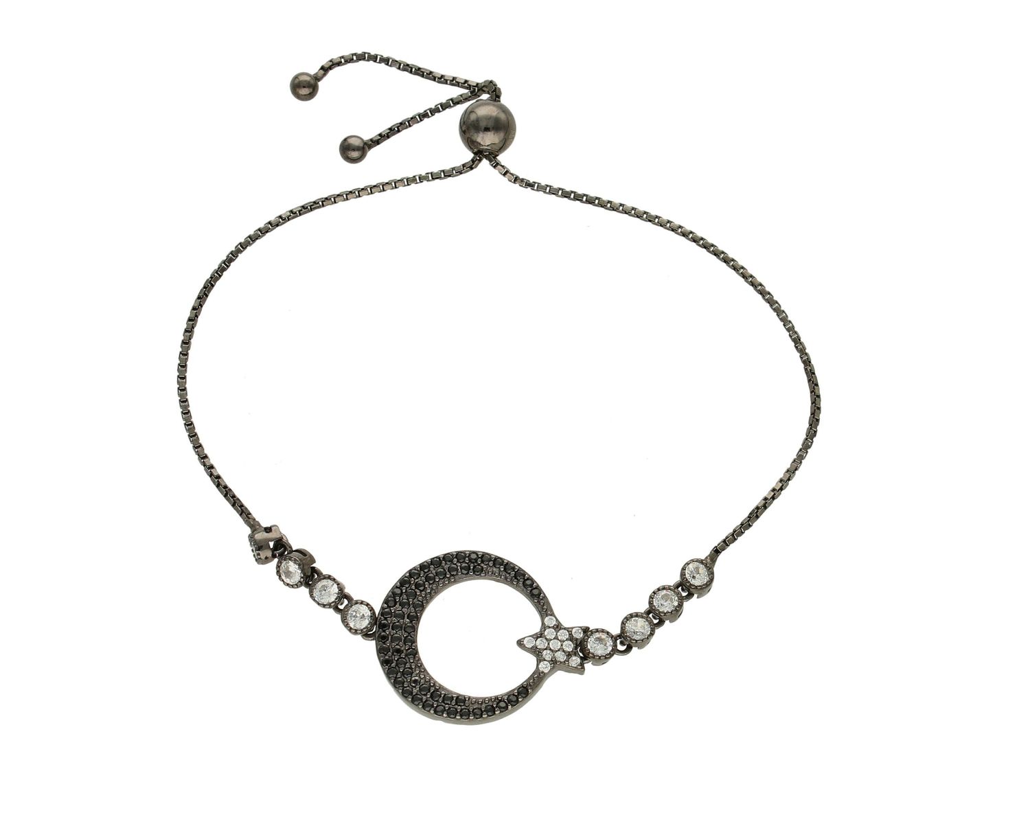 Srebrna bransoletka w czarnym kolorze z cyrkoniami DIA-BRA-6486-925.jpg