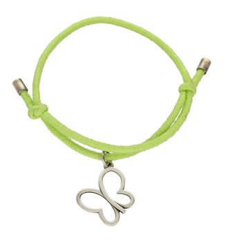 Bransoletka na sznurku zielona z motylkiem DIA-BRA-6500-INNE. Nowoczesna bransoletka na sznurku zielonym By dziubeka wykonana ze sznurka w modnym i pasującym kolorze, zdobiona zawieszką w kształcie motylk (2).jpg