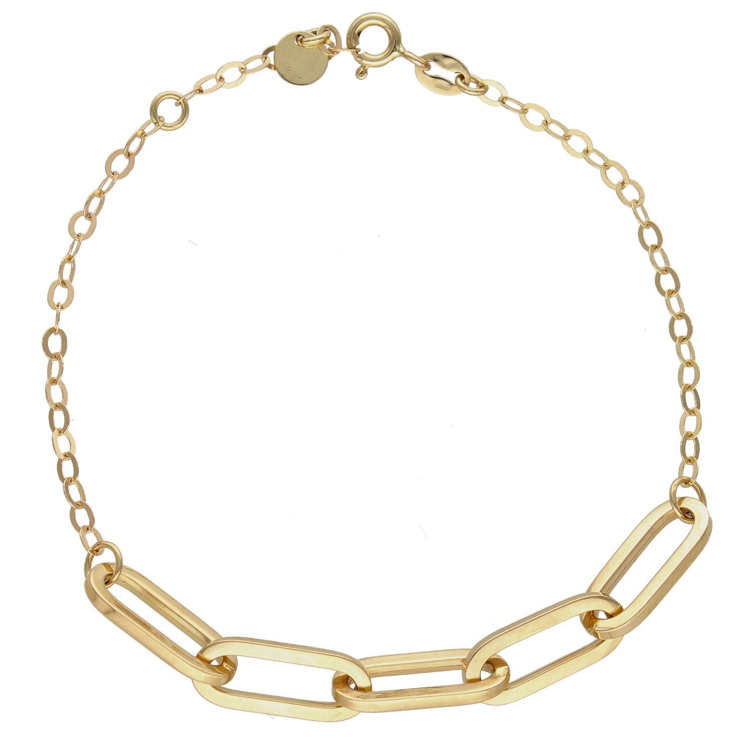 Bransoletka złota 585 celebrytka z podłużnymi oczkami DIA-BRA-6537-585.  Bransoletka damska złota. Bransoletka klasyczna złota. Bransoletka złota celebrytka. Złota bransoletka duże oczka. Złota bransoletka na każdą okazję. Zło (1).jpg