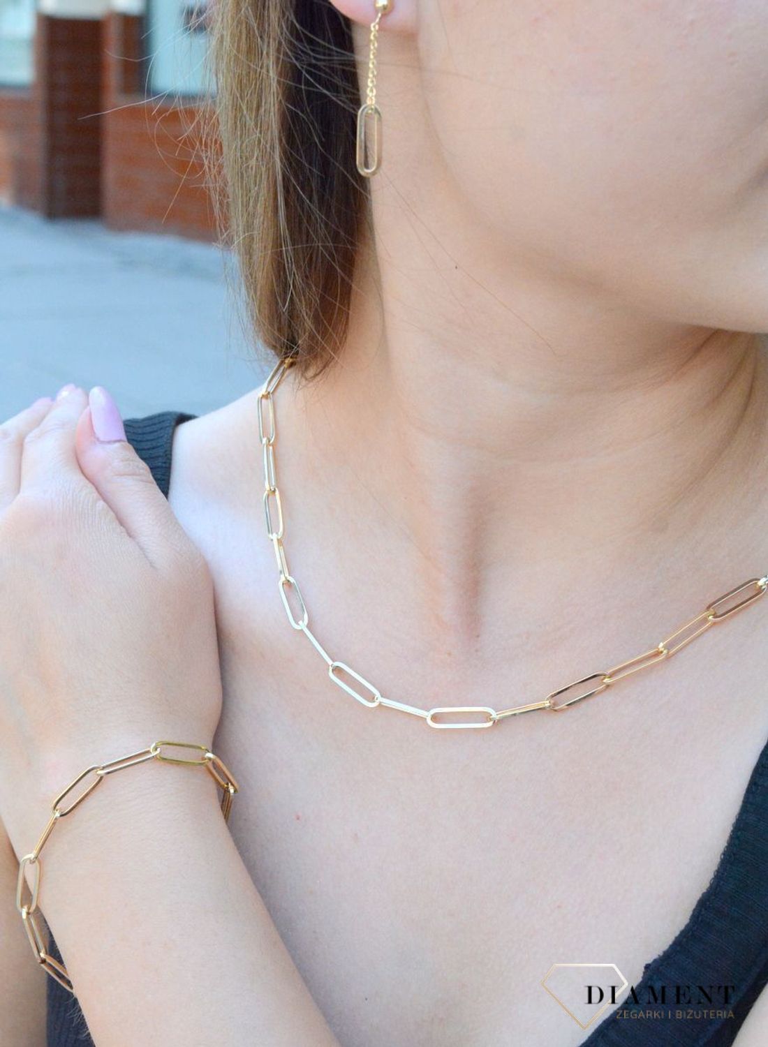 Bransoletka złota 585 podłużne łączone oczka DIA-BRA-6538-585. Bransoletka damska złota. Bransoletka klasyczna złota. Bransoletka złota elegancka. Złota bransoletka duże oczka. Złota bransoletka na każdą okazję. Idealna złota  (1).jpg