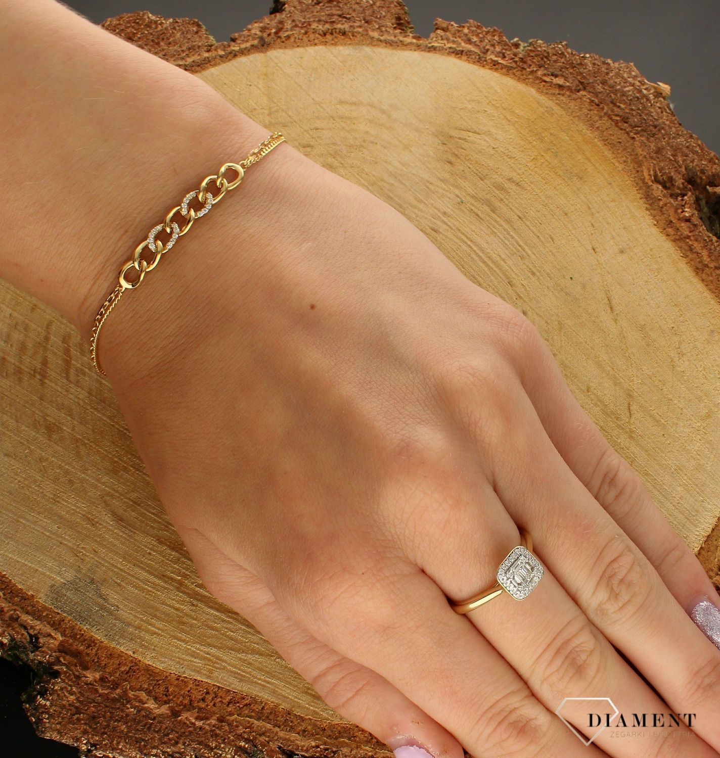 .Bransoletka pozłacana damska celebrytka DIA-BRA-6575-925. Bransoletka srebrna damska. Bransoletka srebrna pozłacana. Bransoletka celebrytka srebrna. Bransoletka damska. Bransoletka celebrytka na każdą okazję (3).jpg