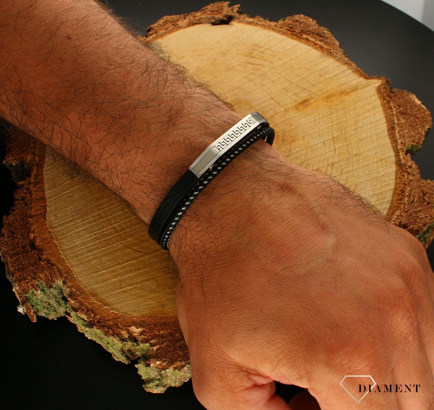 Męska bransoletka Droga grecka DIA-BRA-6577CZ-925.  Bransoletka o modnym charakterze pasująca do każdeg.jpg