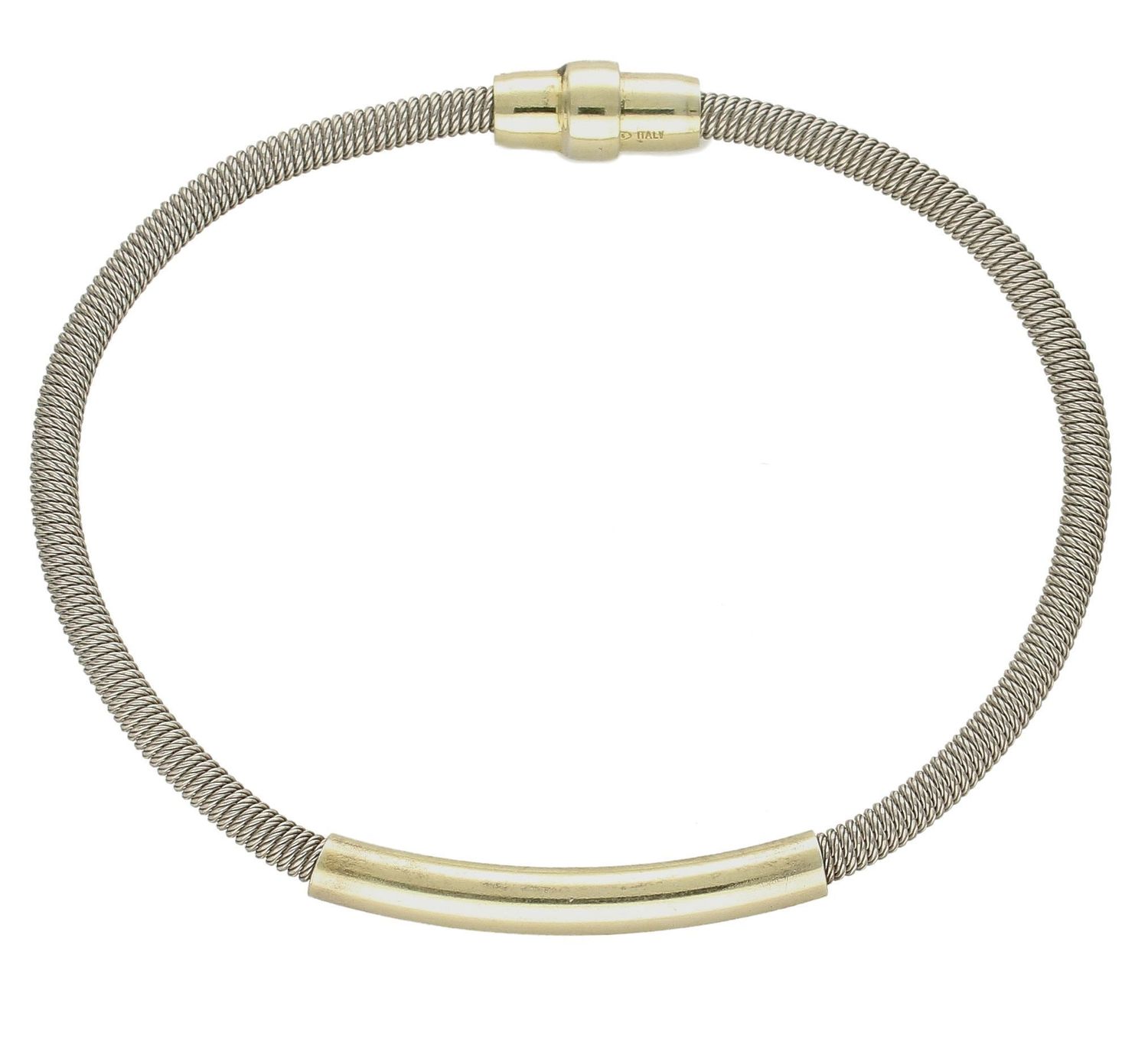 Bransoletka damska srebrna ze złotymi zdobieniami DIA-BRA-6795-925. Bransoletka na magnes. Bransoletka srebrna damska. Bransoletka srebrna ze złotymi elementami. Bransoletka srebrna idealna na prezent. Efektowna bransoletka na (1).jpg