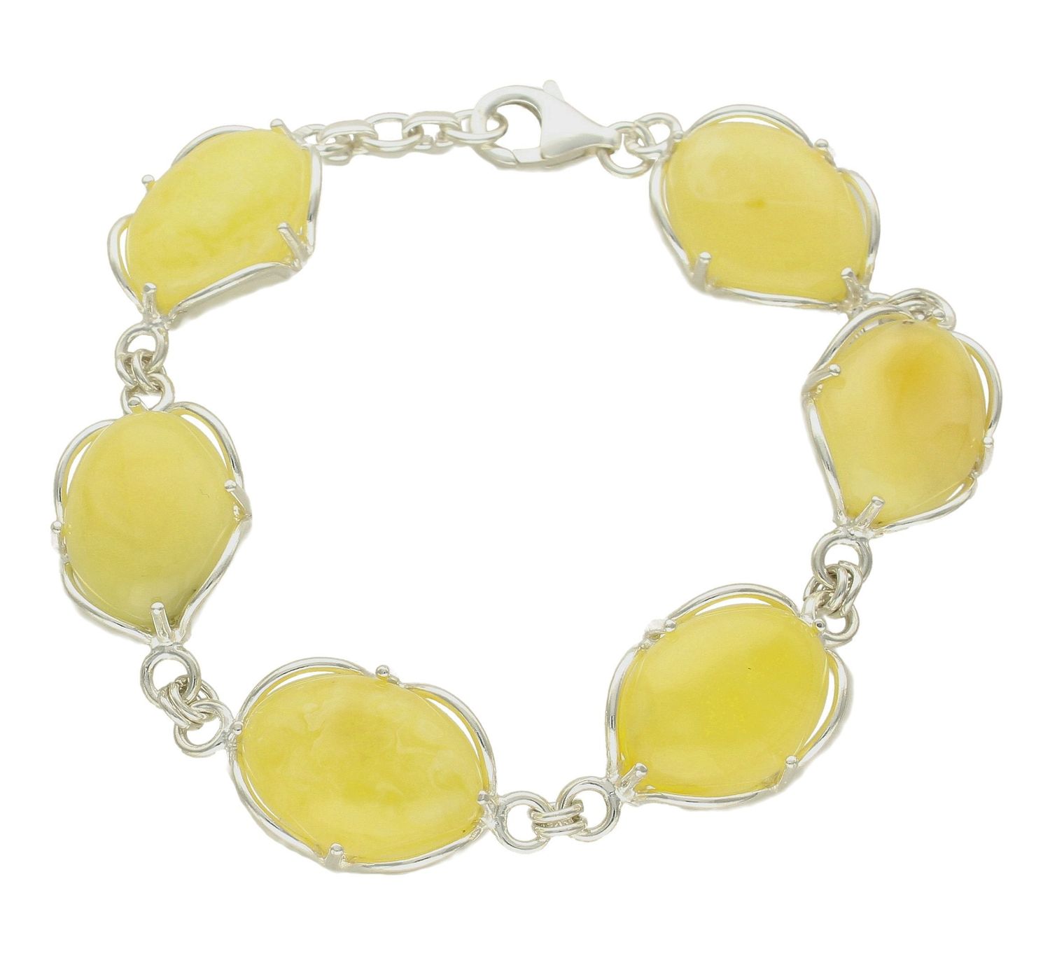 Bransoletka srebrna damska z żółtym bursztynem DIA-BRA-7066-925. Srebrna bransoletka z  przepięknymi, owalnymi bursztynami to propozycja od sklepu jubilerskiego Diament (1).jpg