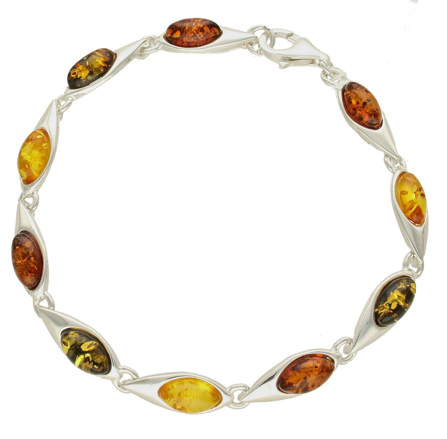 Bransoletka srebrna damska z bursztynami bałtyckimi DIA-BRA-7067-925. Srebrna bransoletka z  przepięknymi, owalnymi bursztynami to propozycja od sklepu jubilerskiego Diament (2).jpg