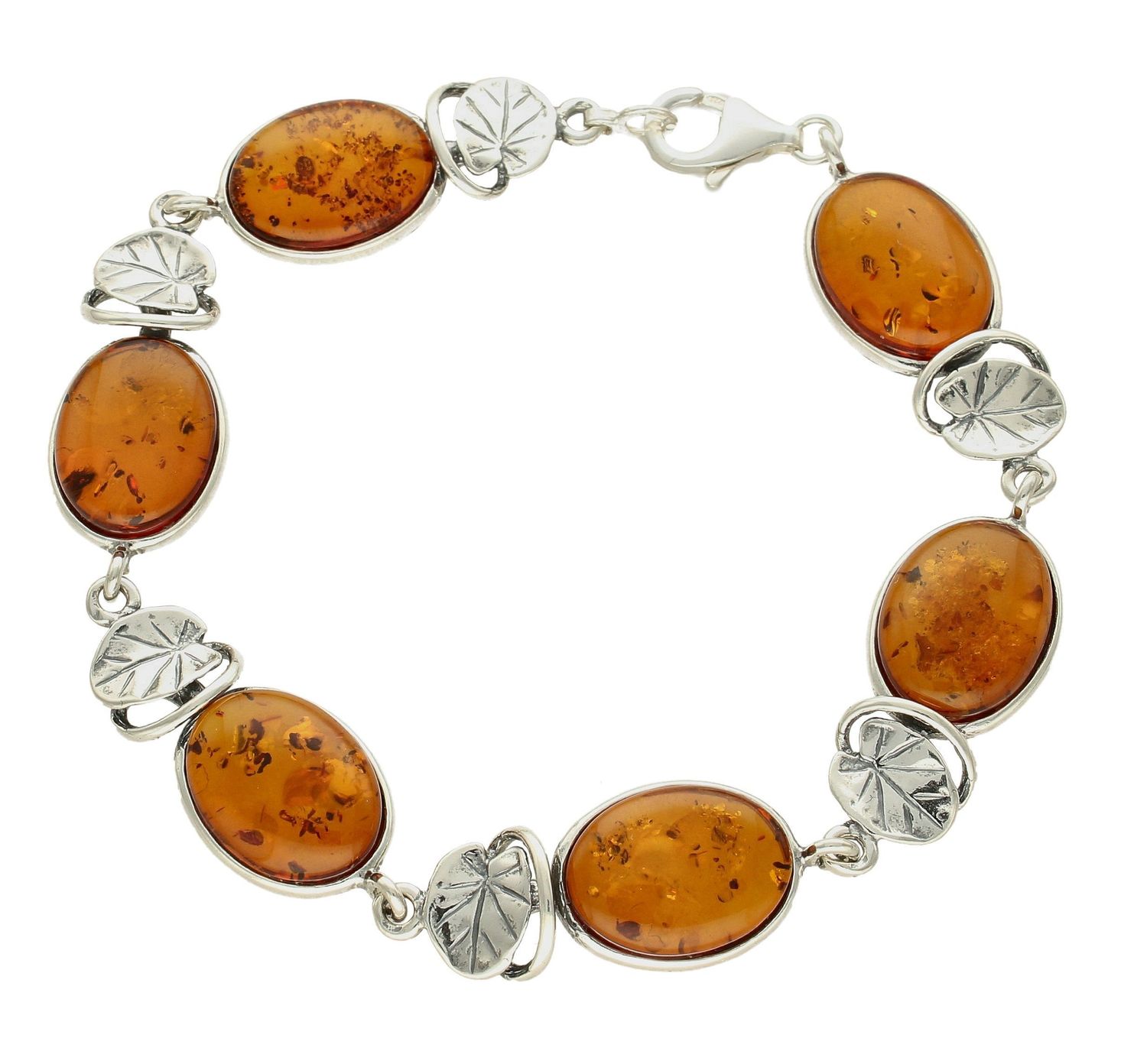 Bransoletka srebrna damska z miodowym bursztynem DIA-BRA-7068-925. . Biżuteria dla osoby, która lubi różnorodne i odważne dodatki w swoich stylizacjach. Bursztyn wprawiono w najwyższej jakości srebro próby 925 (2).jpg