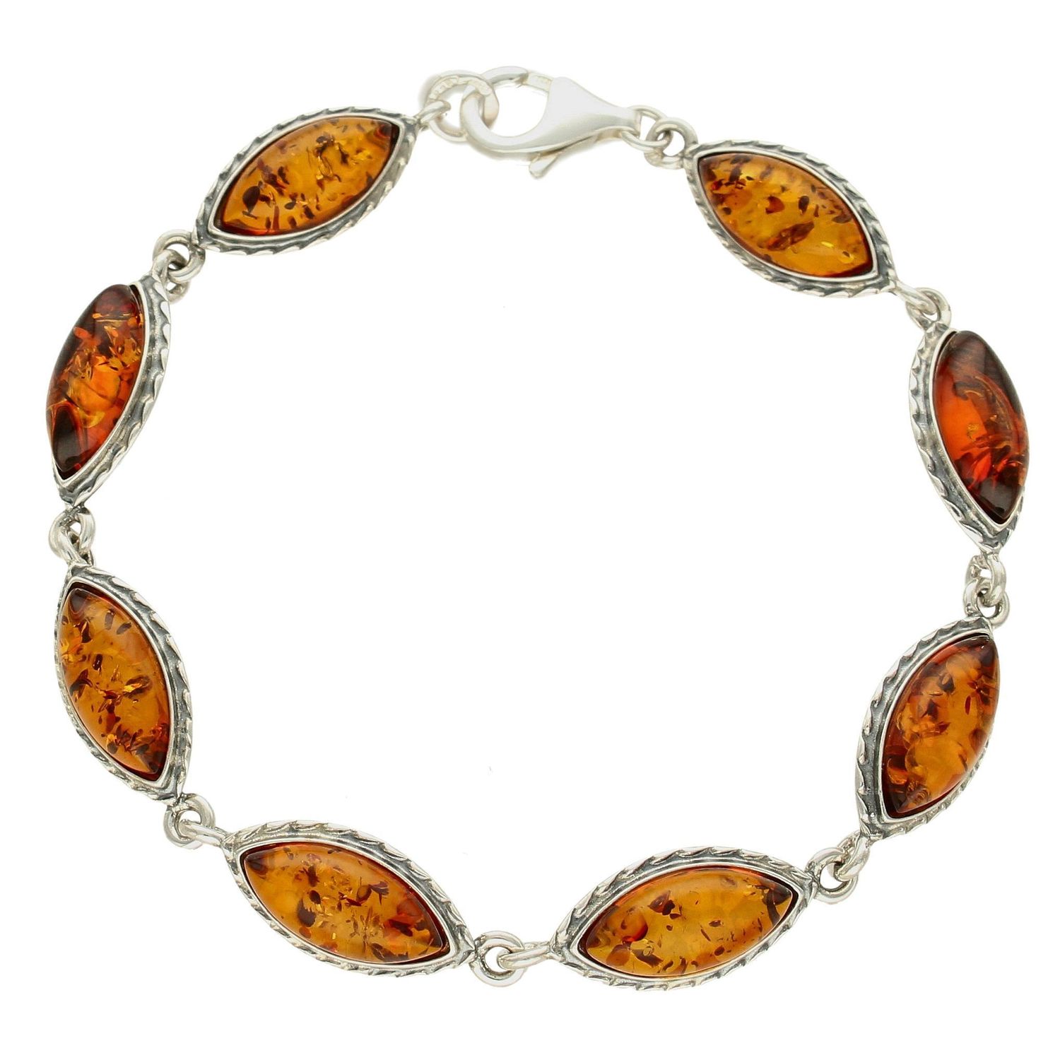 Bransoletka srebrna damska z bursztynami miodowymi DIA-BRA-7071-925. Bransoletka damska srebrna. Bransoletka damska z bursztynem. Bransoletka srebrna damska z kamieniem naturalnym. Bransoletka damska z bursztynem na preze (1.jpg