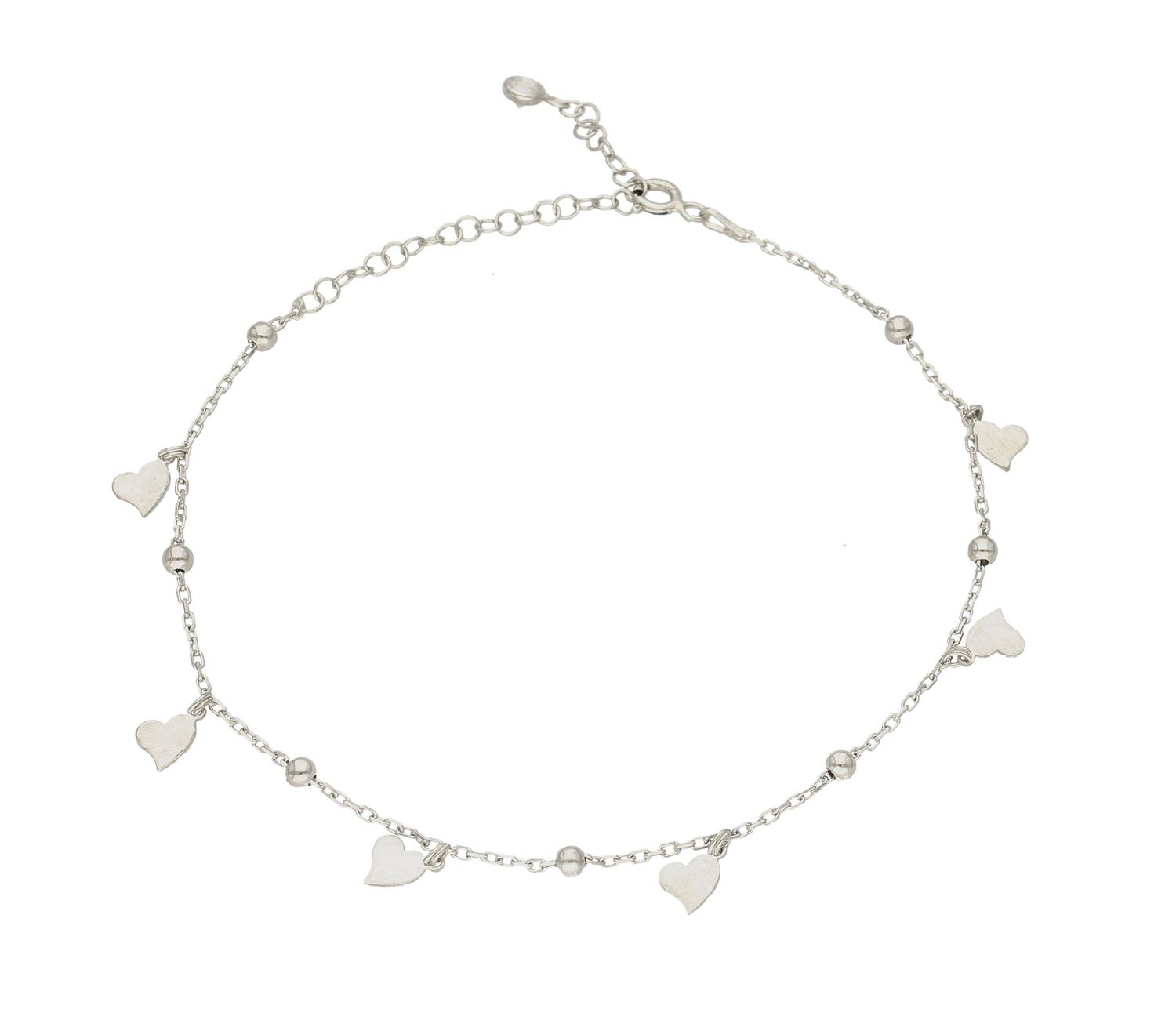 Srebrna bransoletka na nogę łańcuszek z serduszkami DIA-BRA-71474-925. Bransoletka składa się z gładkiego łańcuszka ozdobionego serduszkami i kuleczkami. Długość bransoletki wynosi 20 cm z możliwością przedłużenia o 6 cm. Idea.jpg