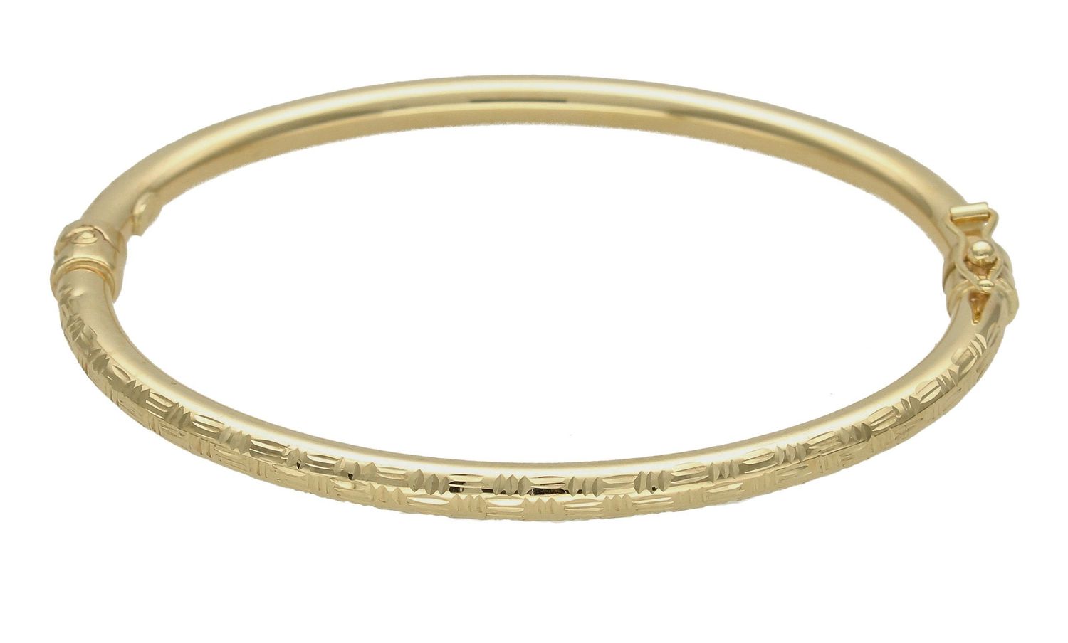 Klasyczna, sztywna bransoletka w kształcie koła wykonana z wysokiej próby złota 585. Dzięki swojemu wyjątkowemu wykonaniu i uniwersalnemu kształtowi pasuje do wszelkiego typu kreacji, nadaje się idealnie na wieczorowe wyjści.jpg