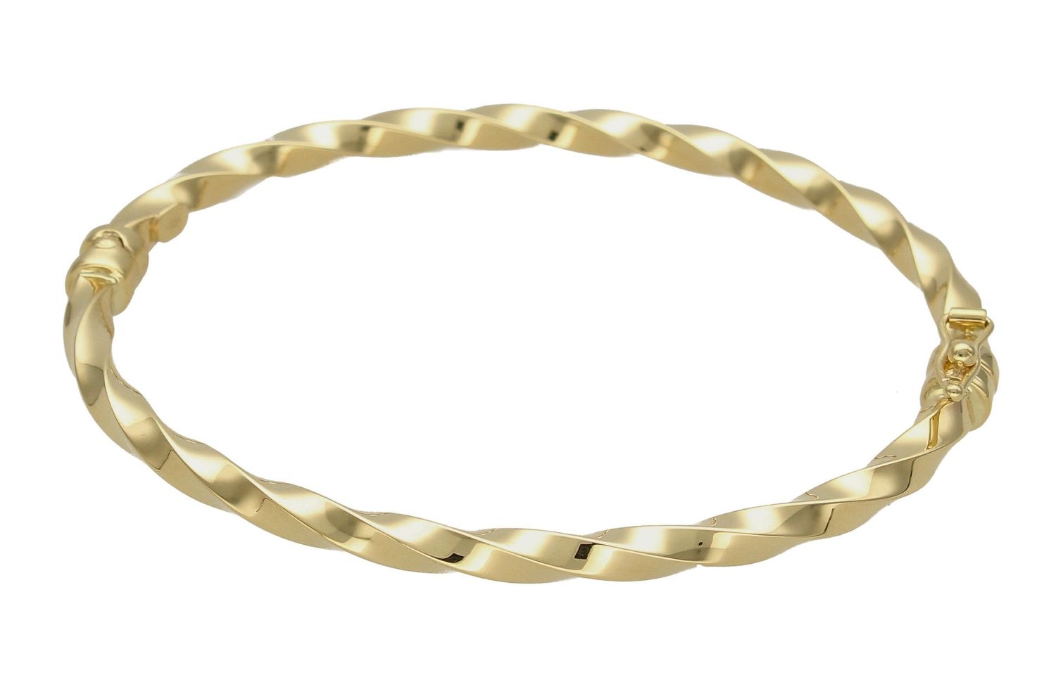 Złota bransoletka sztywna z efektownym zdobieniem DIA-BRA-7548-585. Klasyczna, sztywna bransoletka w kształcie koła wykonana z wysokiej próby złota 585. Dzięki swojemu wyjątkowemu wykonaniu i uniwersalnemu kształtowi pasuje d (1).jpg
